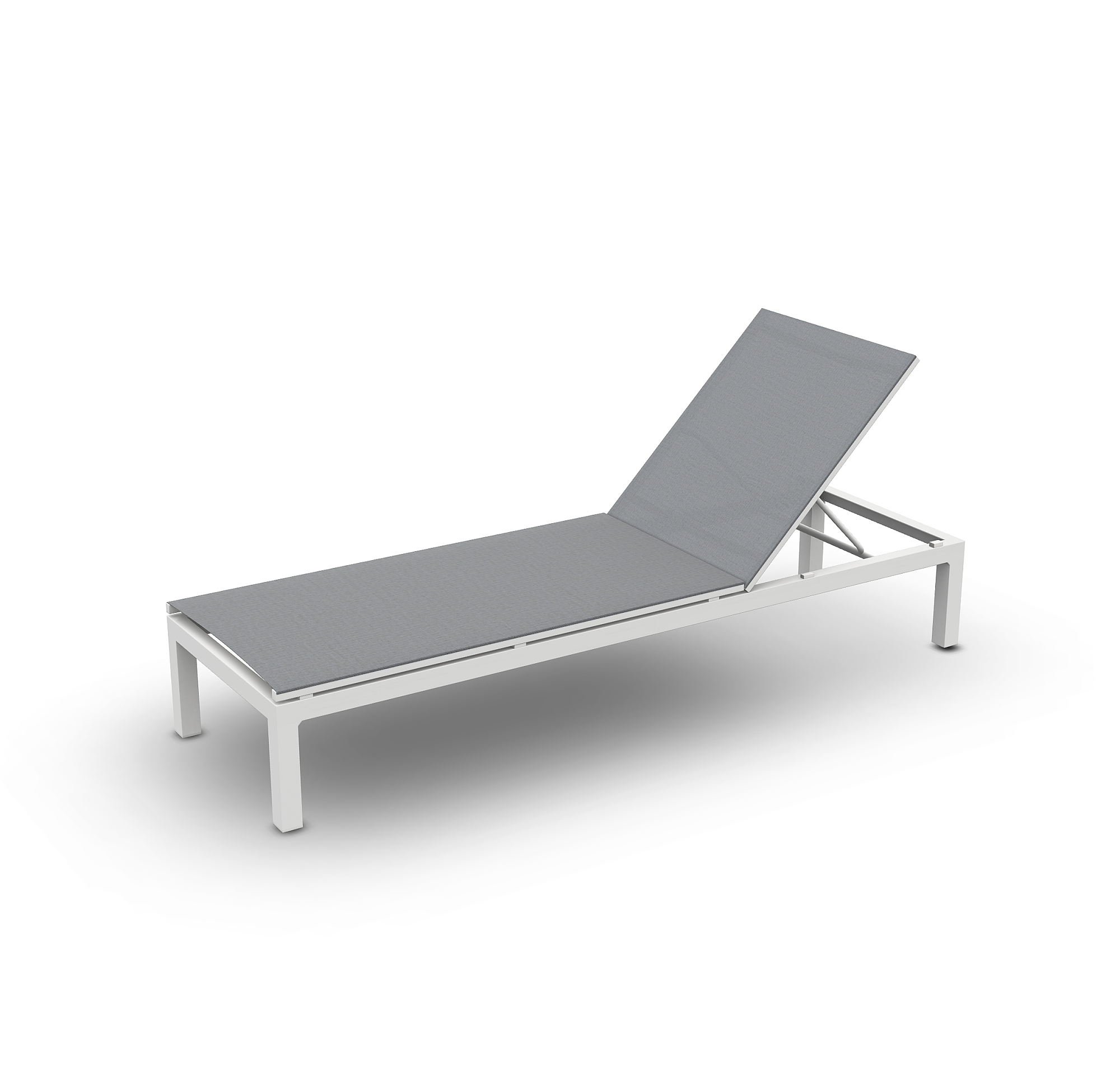 Cadzand | Ligbed aluminium wit mat Batyline Serge Ferrari Eden lichtgrijs Single