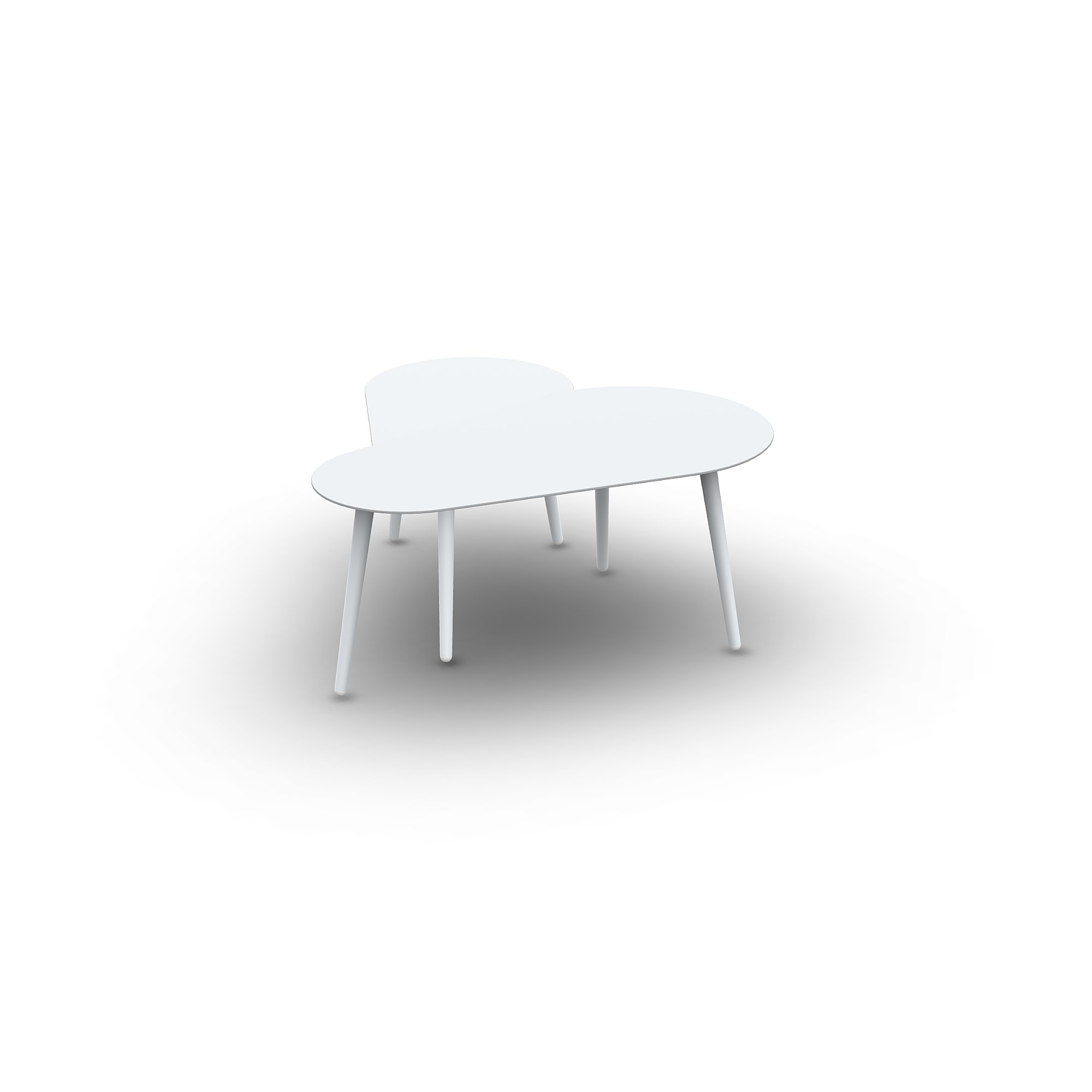 Amazone | Koffietafel, Set aluminium wit mat 98x56/78x44