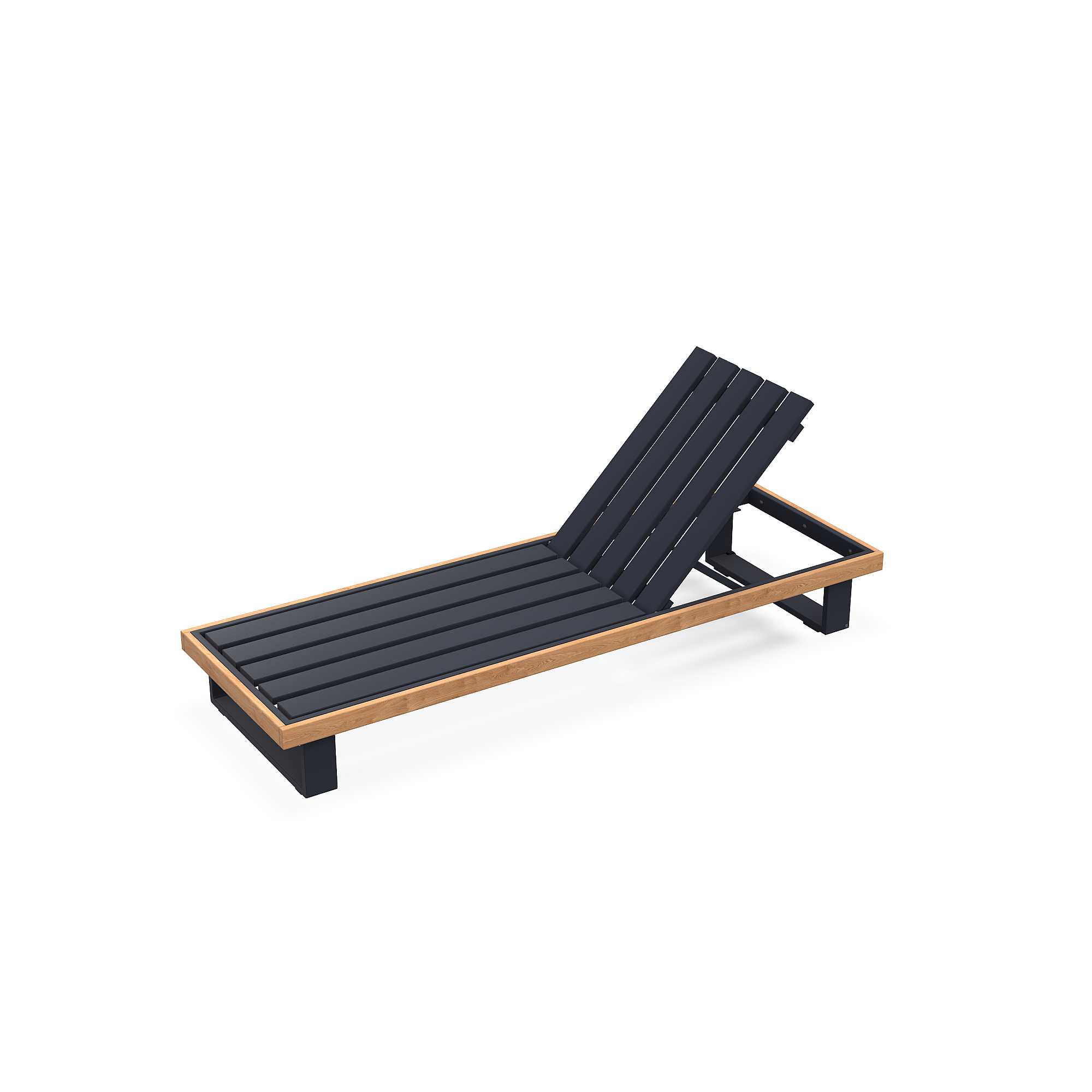 Truro | Ligbed aluminium antraciet mat  glad naturel teakhout (excl. Kussens)