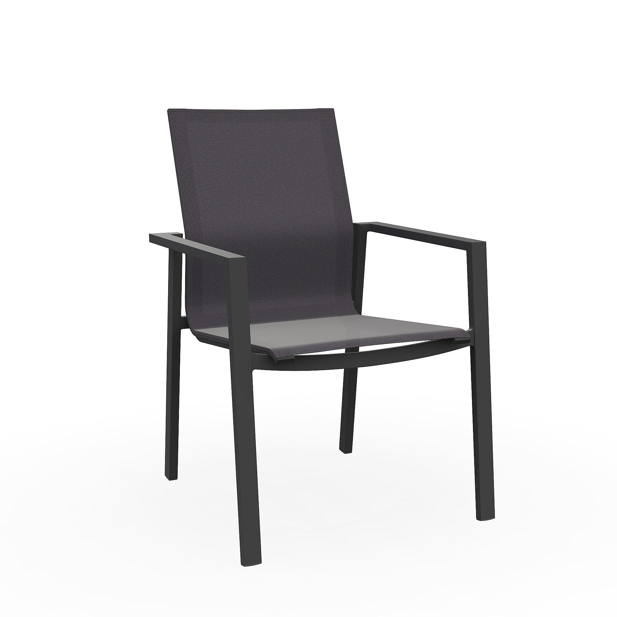 Beja | Stapelbare armstoel aluminium antraciet mat Batyline Serge Ferrari Eden grijs Dark