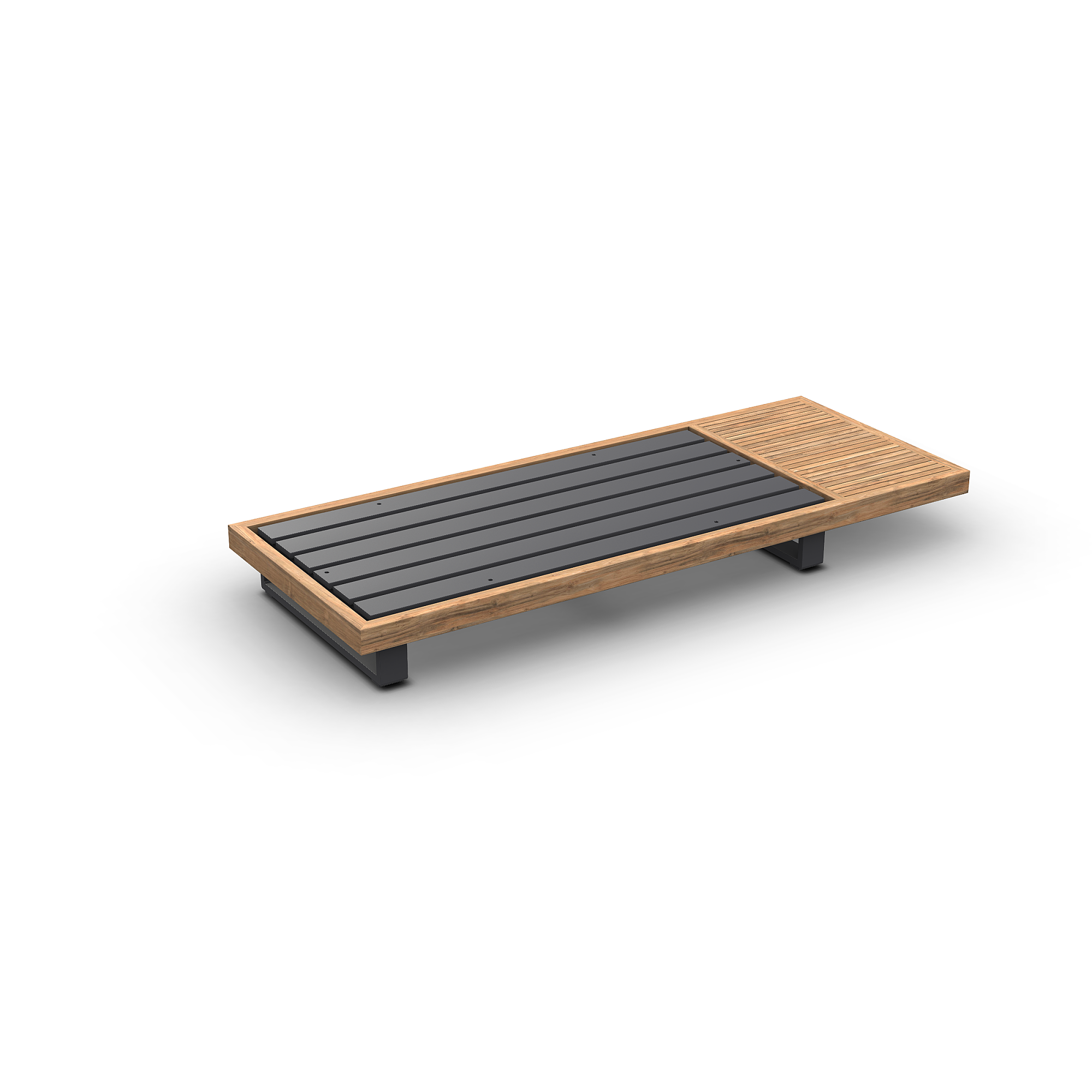 Truro | Loungemodule 2Seat, Bijzettafel aluminium antraciet mat glad naturel teakhout (excl. Kussens)