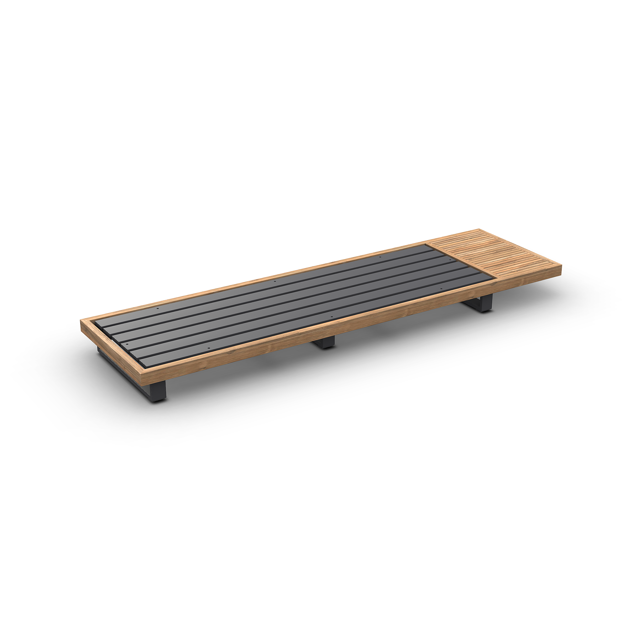 Truro | Loungemodule 3Seat, Bijzettafel aluminium antraciet mat glad naturel teakhout ( Excl. Kussens)