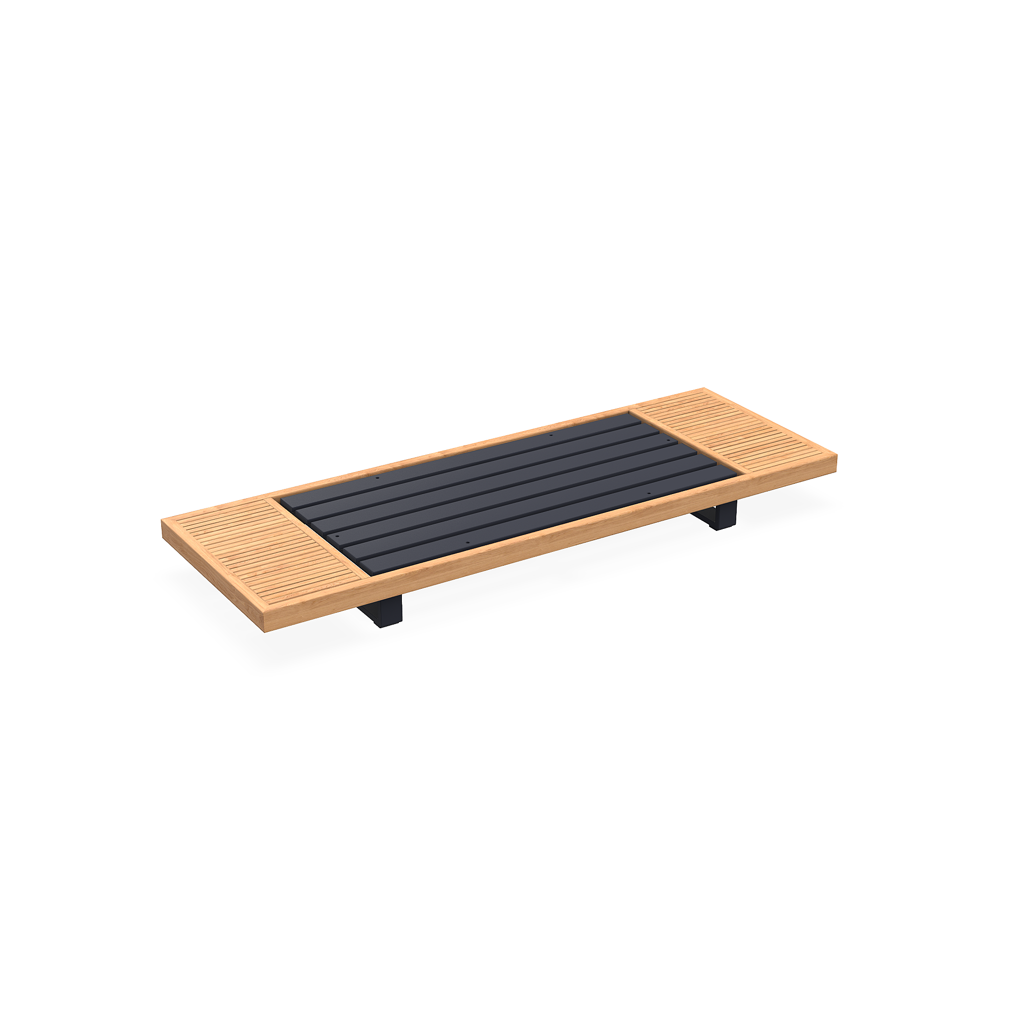 Truro | Loungemodule 2Seat, 2 Bijzettafels aluminium antraciet mat glad naturel teakhout (Excl, Kussens)
