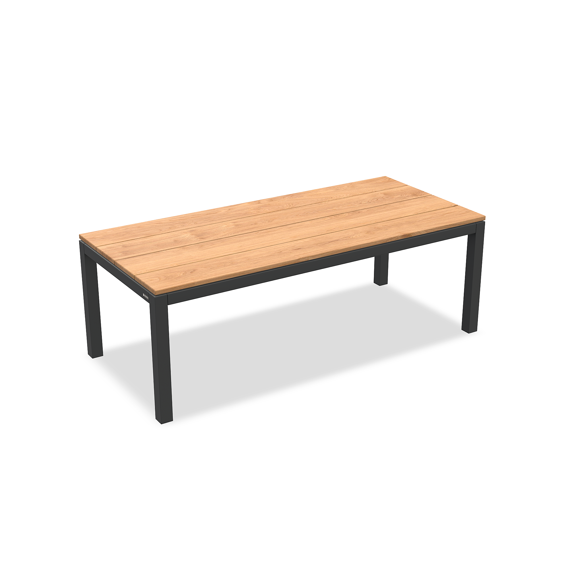 Danli | Eettafel aluminium antraciet mat teakhout B-Grade naturel glad 220x100