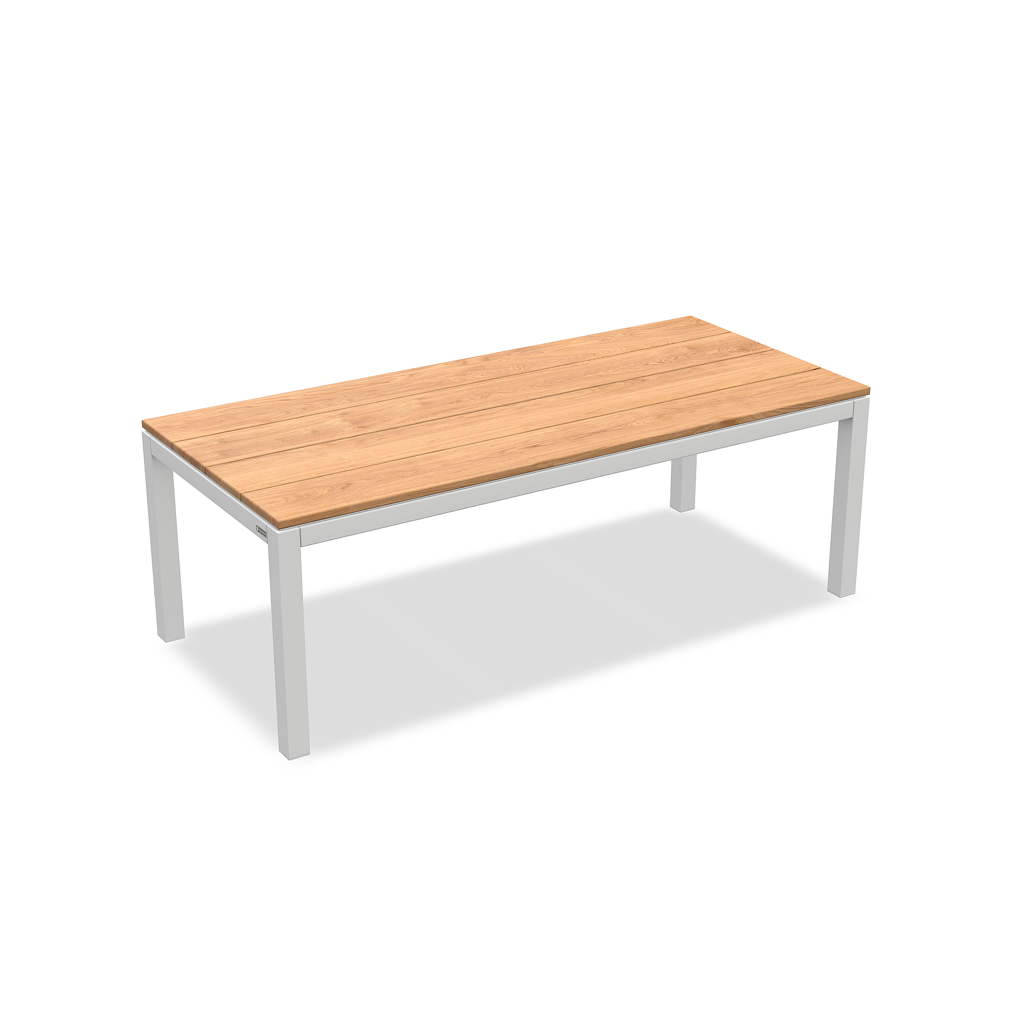 Danli | 	Eettafel aluminium wit mat teakhout B-Grade naturel glad 220x100
