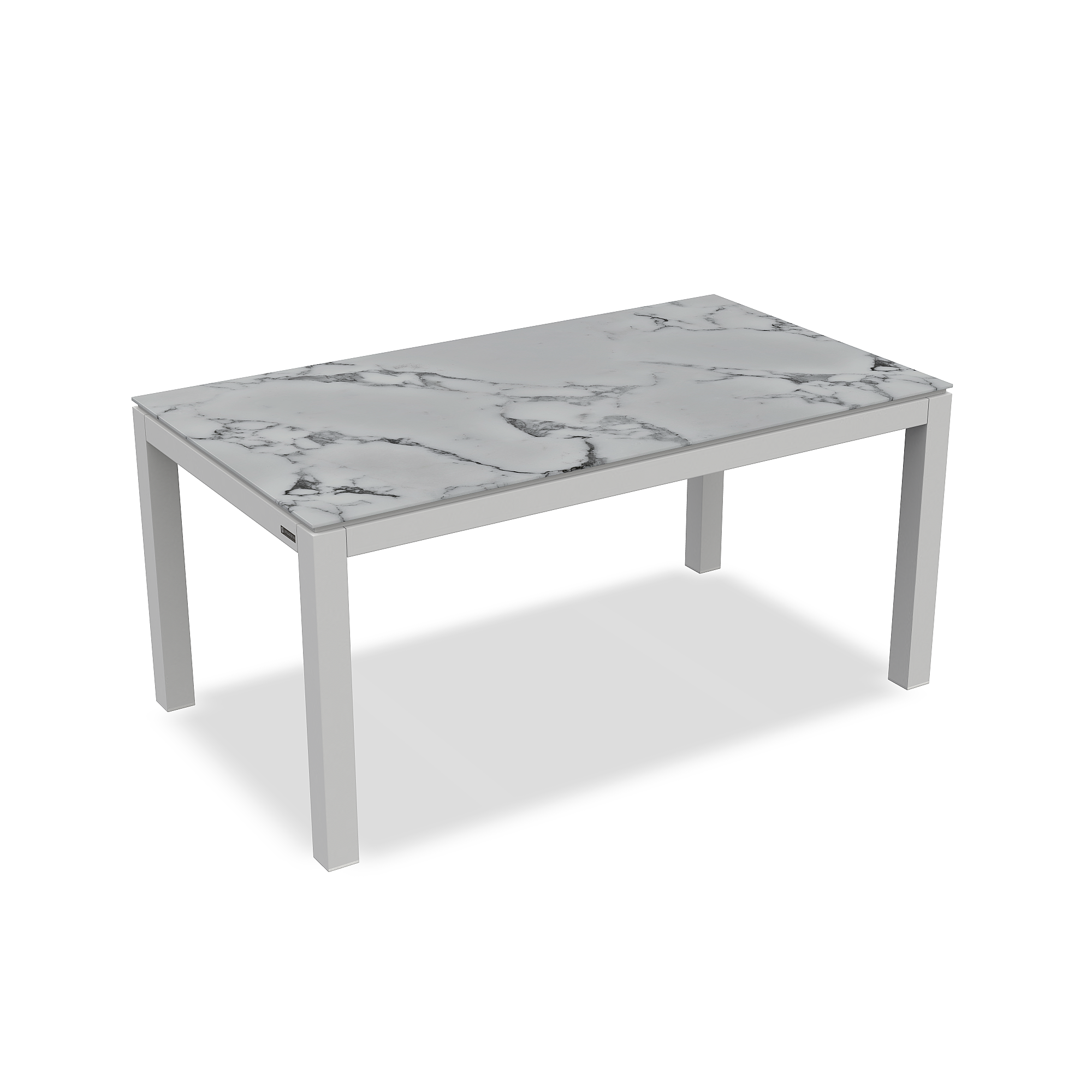 Danli | Eettafel aluminium wit mat keramiek Calacatta 6mm 160x90