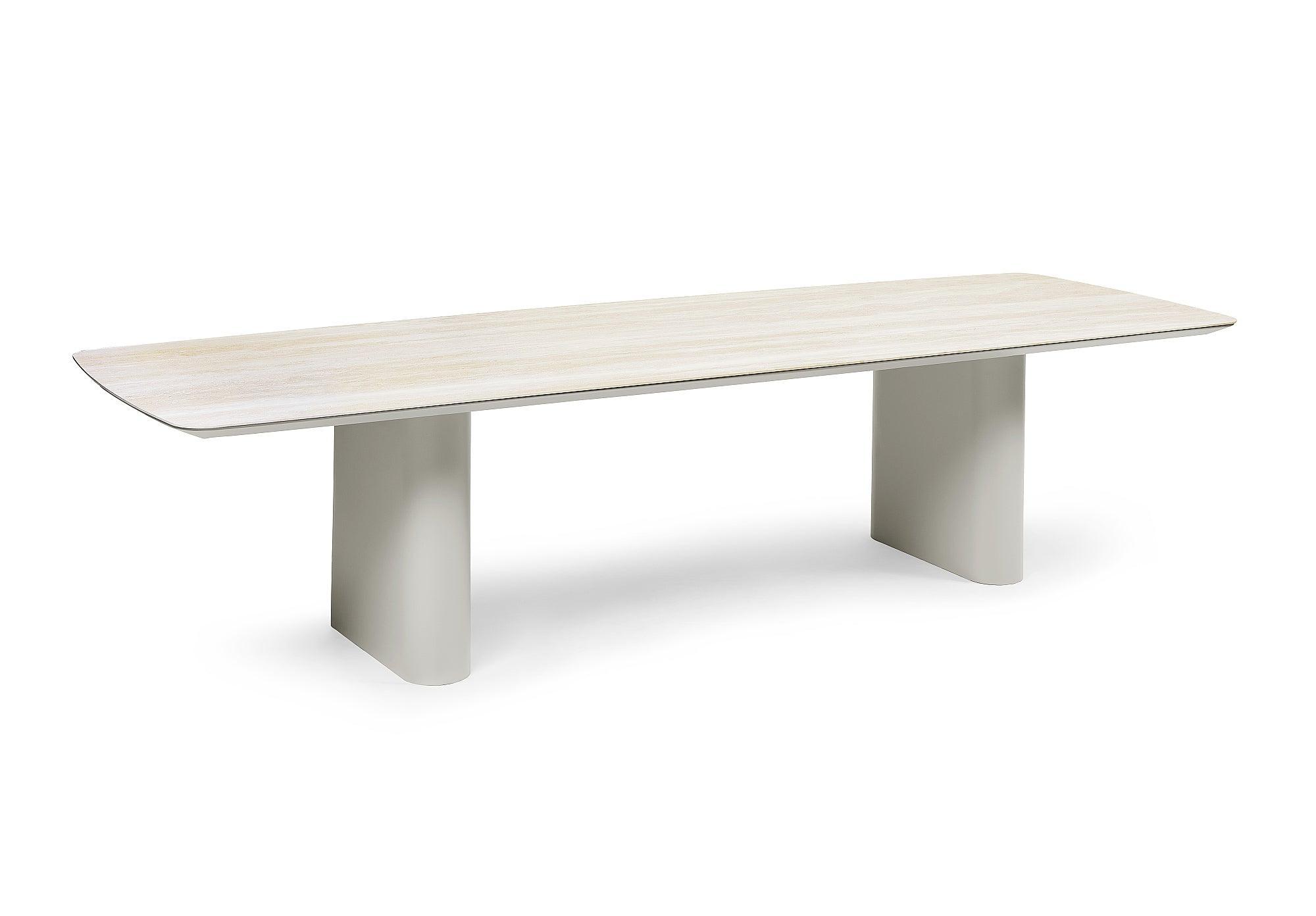 Amorelli Eettafel | dune mat keramiek bootvorm travertino wit 300x105 6mm