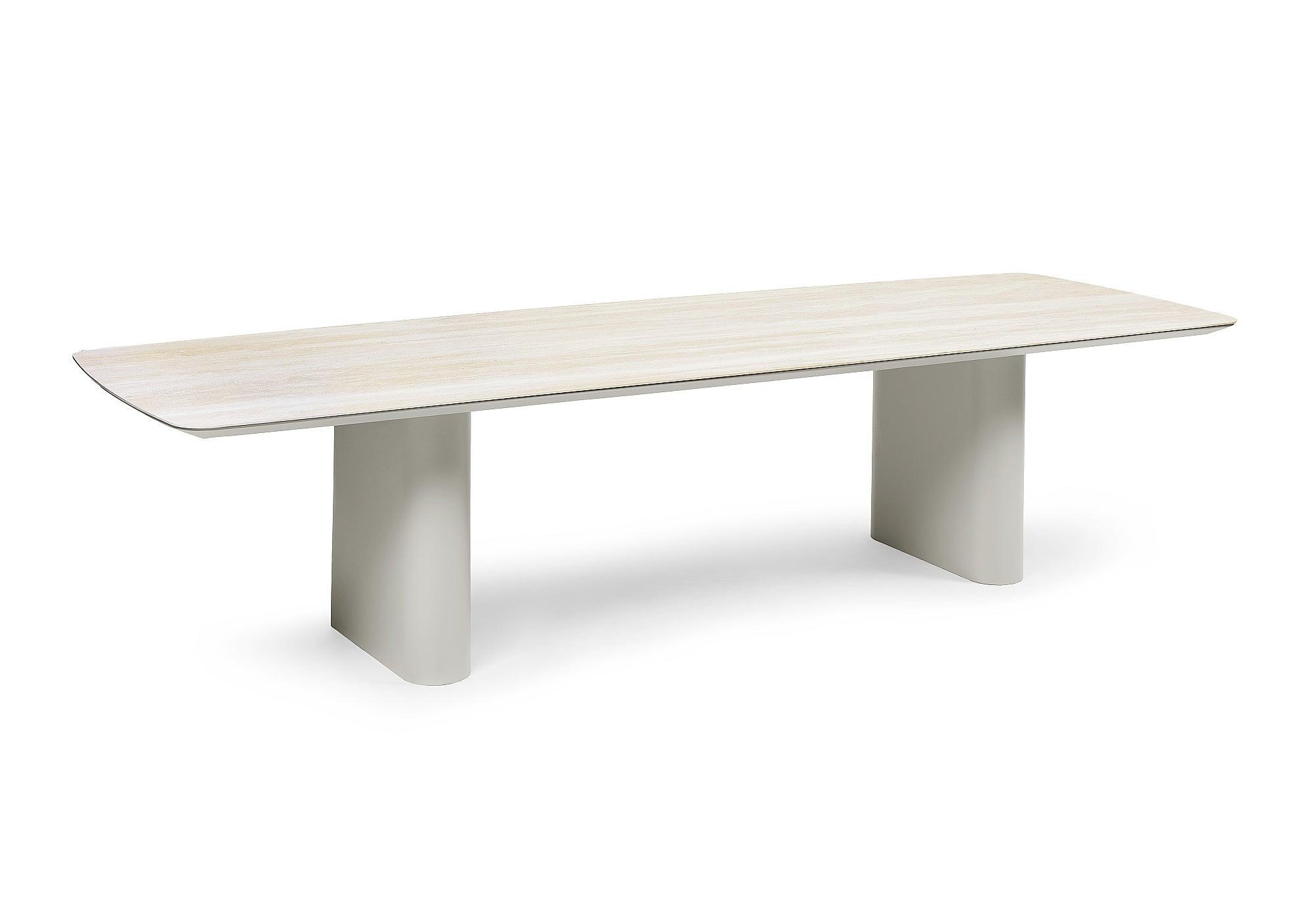 Amorelli Eettafel | dune mat keramiek bootvorm travertino wit 300x105 6mm