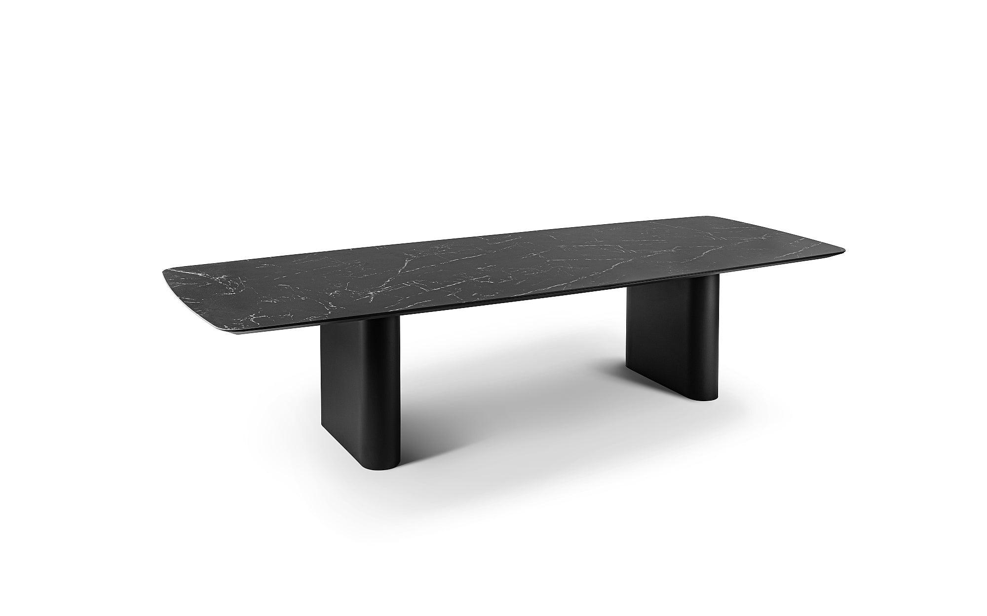 Amorelli Eettafel | aluminium antraciet mat, keramiek zwart marble