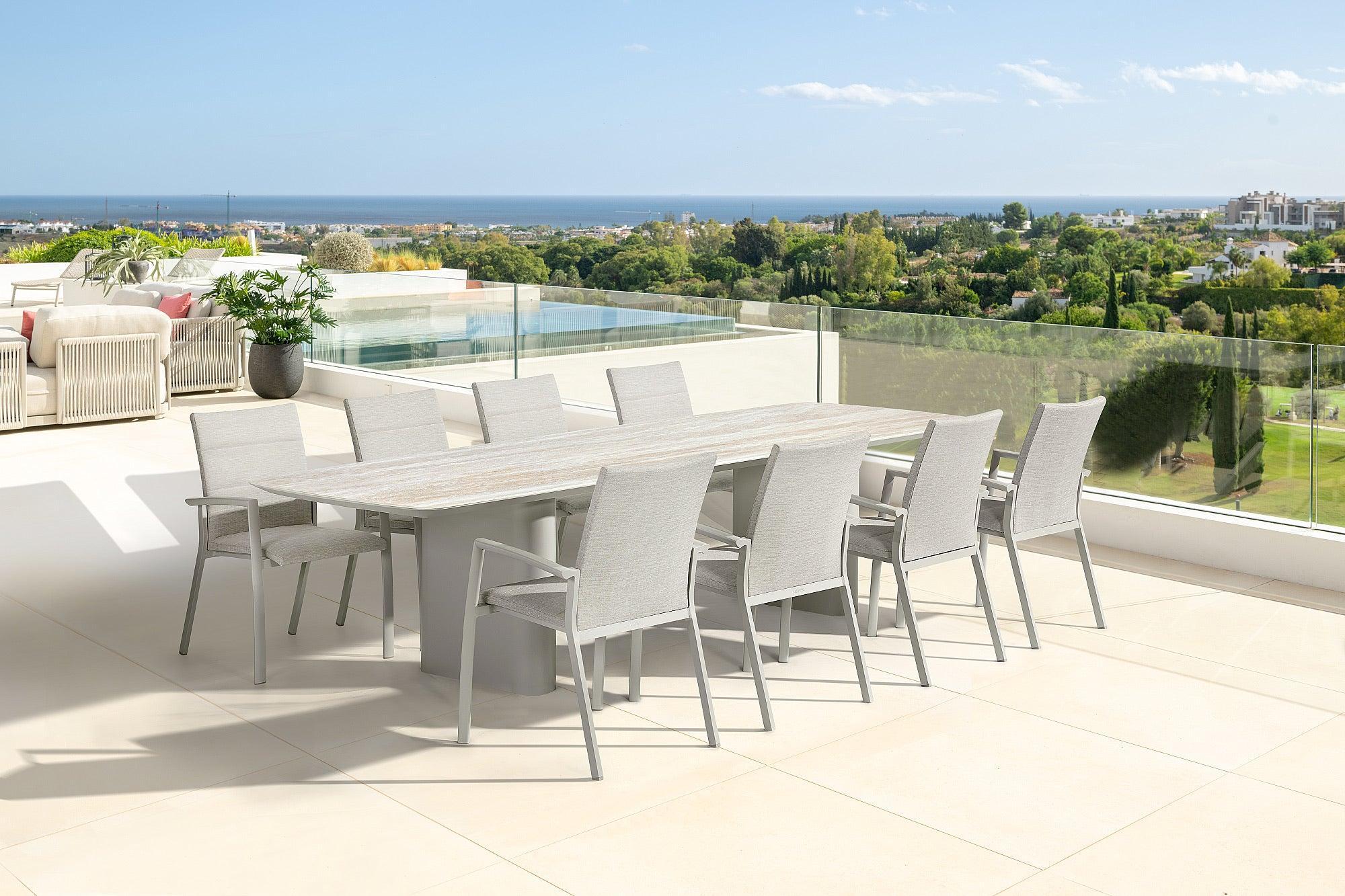 Amorelli Eettafel | dune mat keramiek bootvorm travertino wit 300x105 6mm