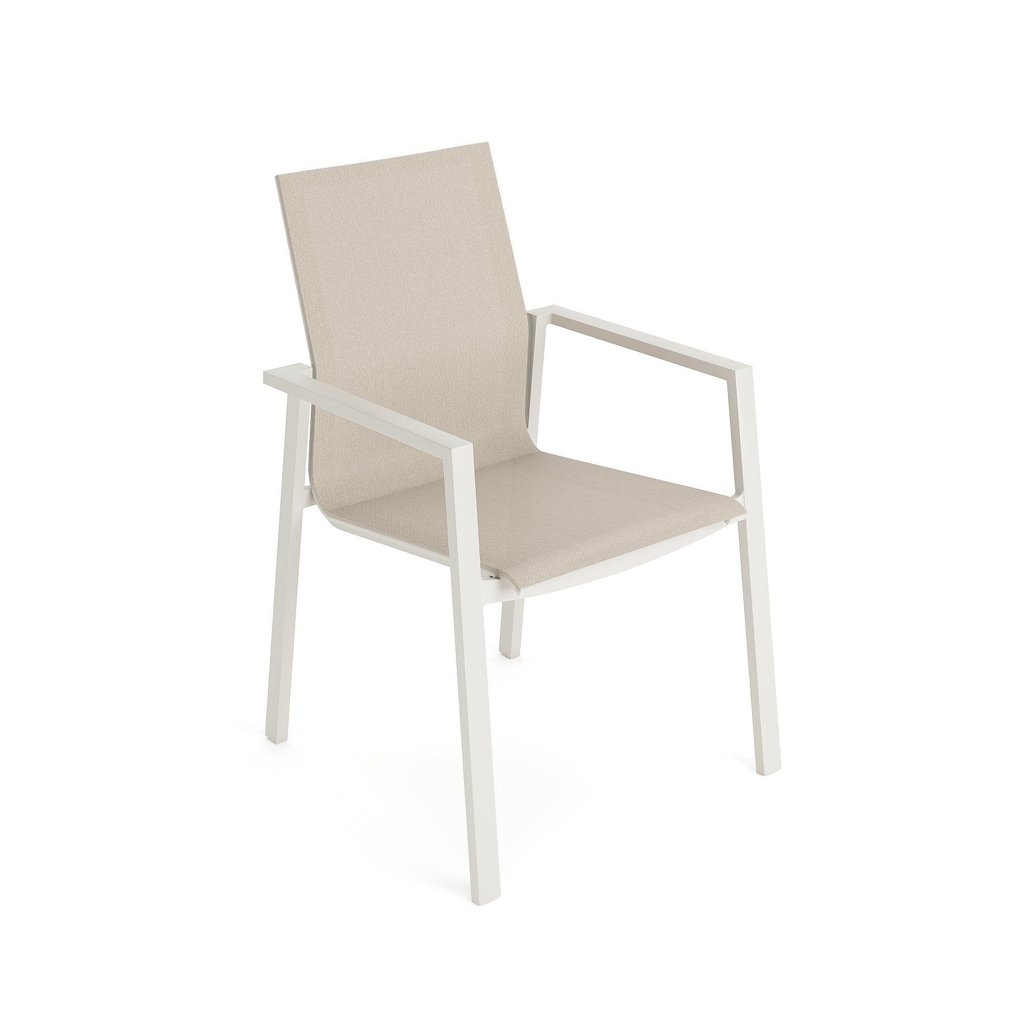 Beja | Stapelbare armstoel aluminium Dune mat Batyline Serge Ferrari Eden Sand