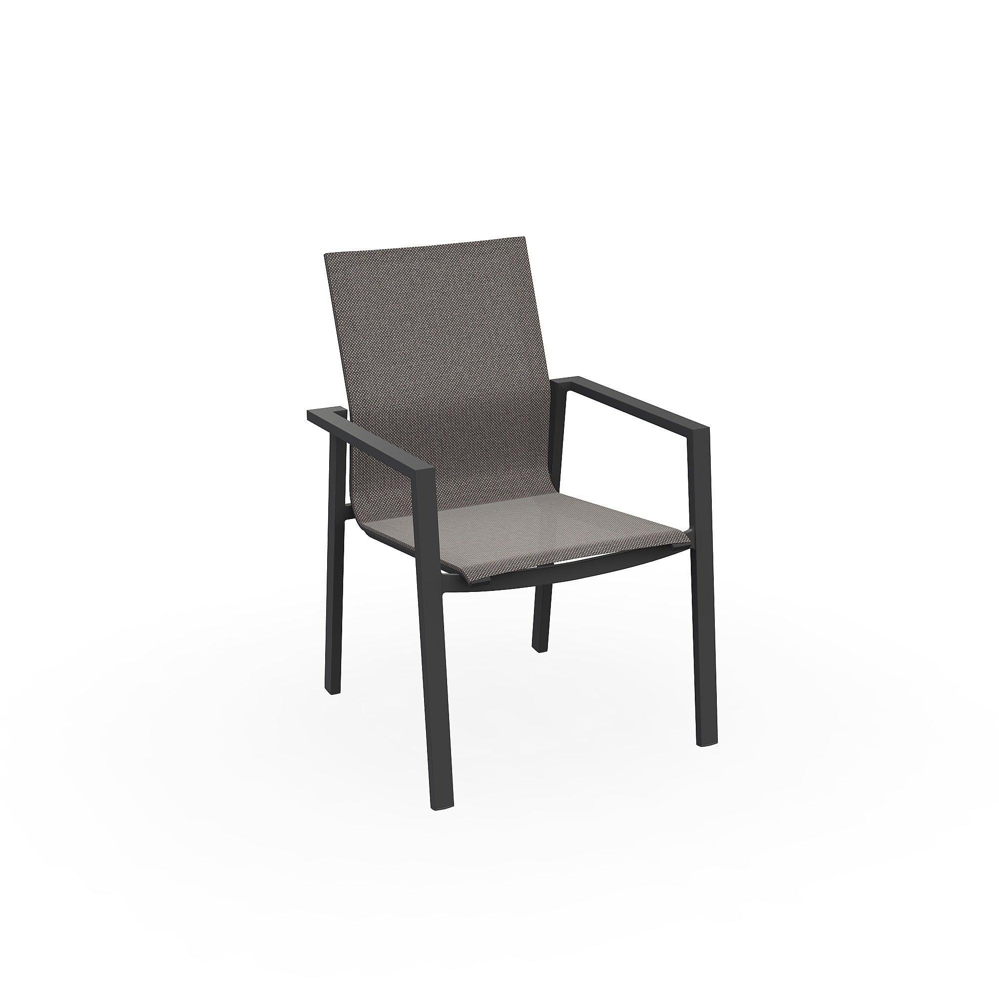 Beja | Stapelbare armstoel aluminium antraciet mat Batyline Serge Ferrari Eden Taupe