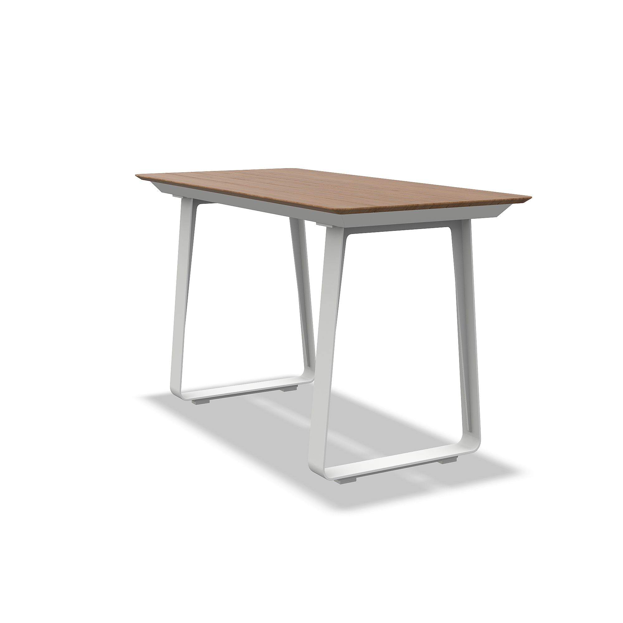 Elko | Bartafel, wit mat glad naturel teakhout, 180x80