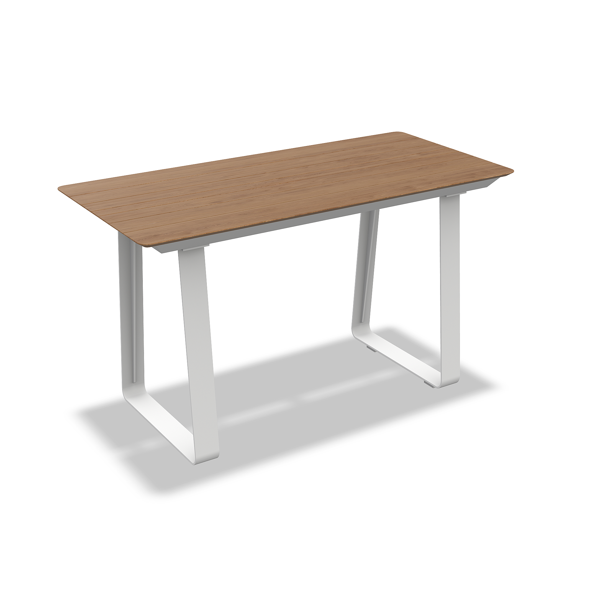 Elko | Bartafel, wit mat glad naturel teakhout, 180x80