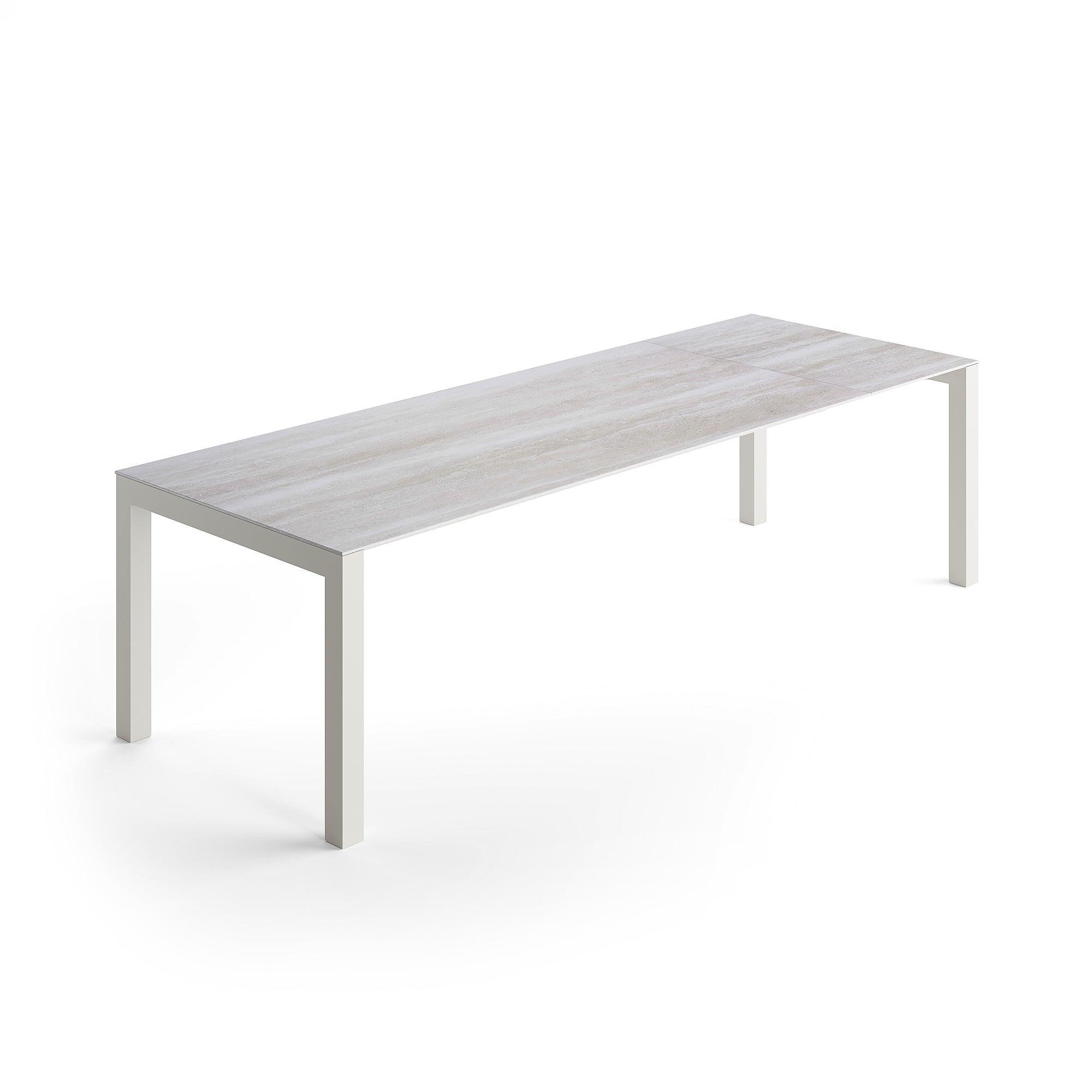 Forli | Uitschuifbare eettafel, Dune mat keramiek Travertino wit 6mm 160-220x90