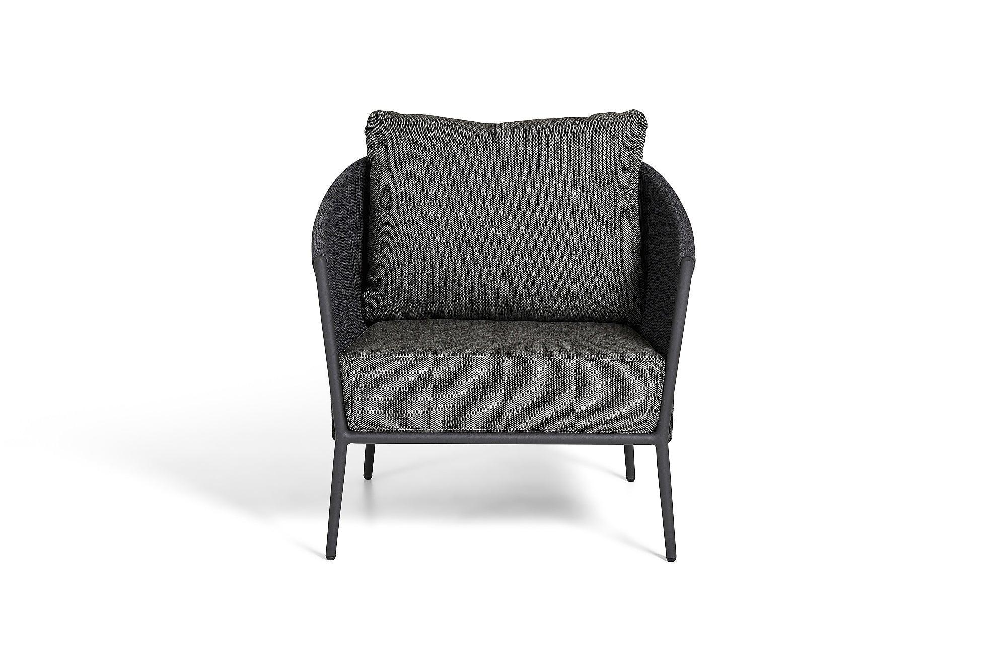 Fortuna Rope | Bank 1Seat aluminium antraciet mat Rope antraciet zwart 14mm Straight Weaving Kussen Sunproof Fontelina donkergrijs