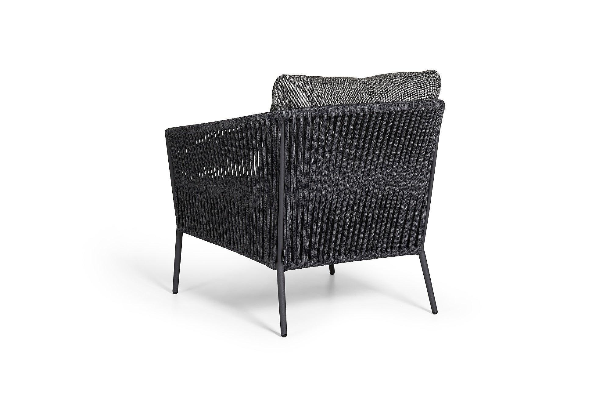 Fortune Rope | Bank 1 Seat, antraciet mat Rope antraciet zwart 14mm Straight Weaving Kussen Sunproof Fontelina donkergrijs