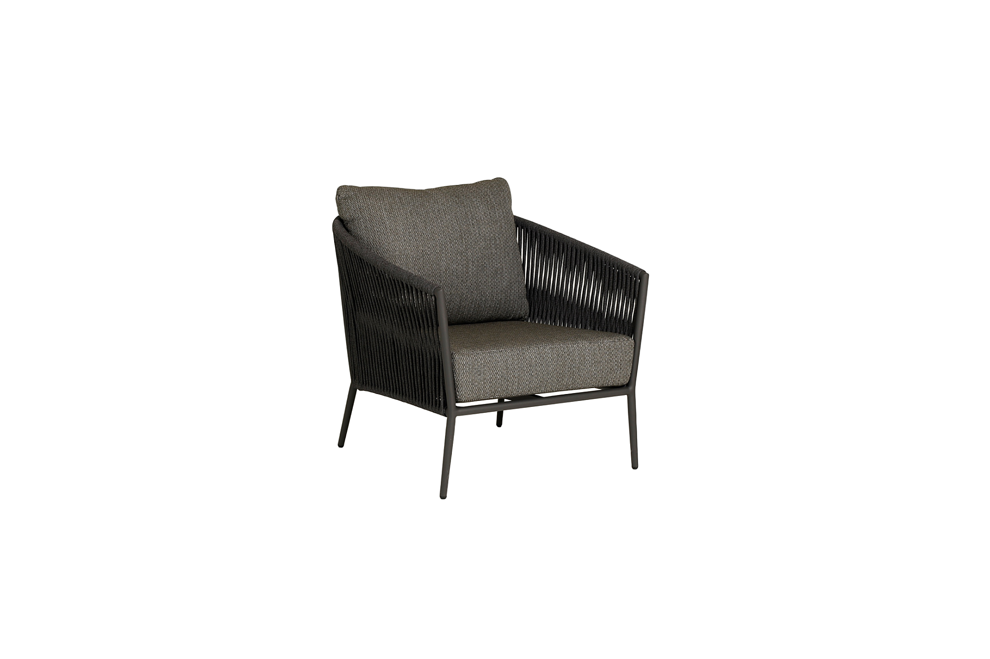 Fortuna Rope | Bank 1Seat aluminium antraciet mat Rope antraciet zwart 14mm Straight Weaving Kussen Sunproof Fontelina donkergrijs