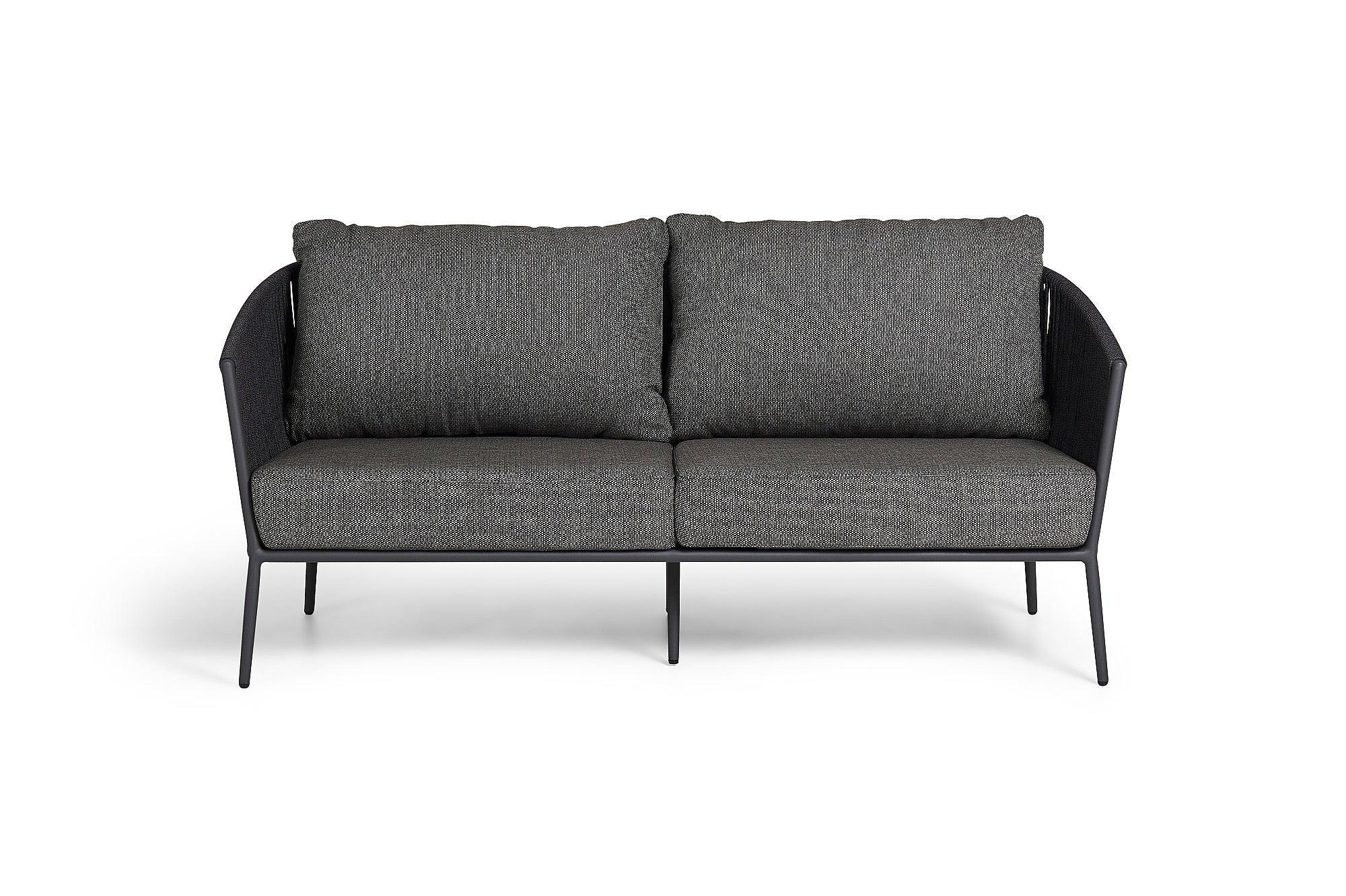 Fortuna Rope | Bank 2.5 seat, antraciet mat Rope antraciet zwart 14mm Straight Weaving Kussen Sunproof Fontelina donkergrijs