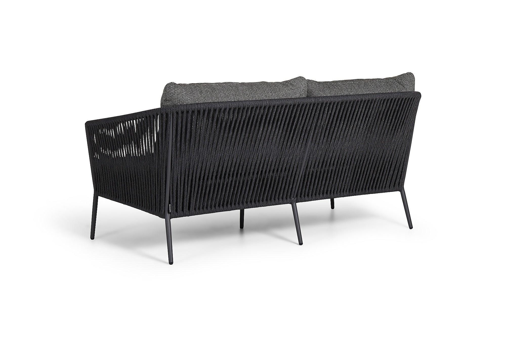 Fortuna Rope | Bank 2.5 seat, antraciet mat Rope antraciet zwart 14mm Straight Weaving Kussen Sunproof Fontelina donkergrijs