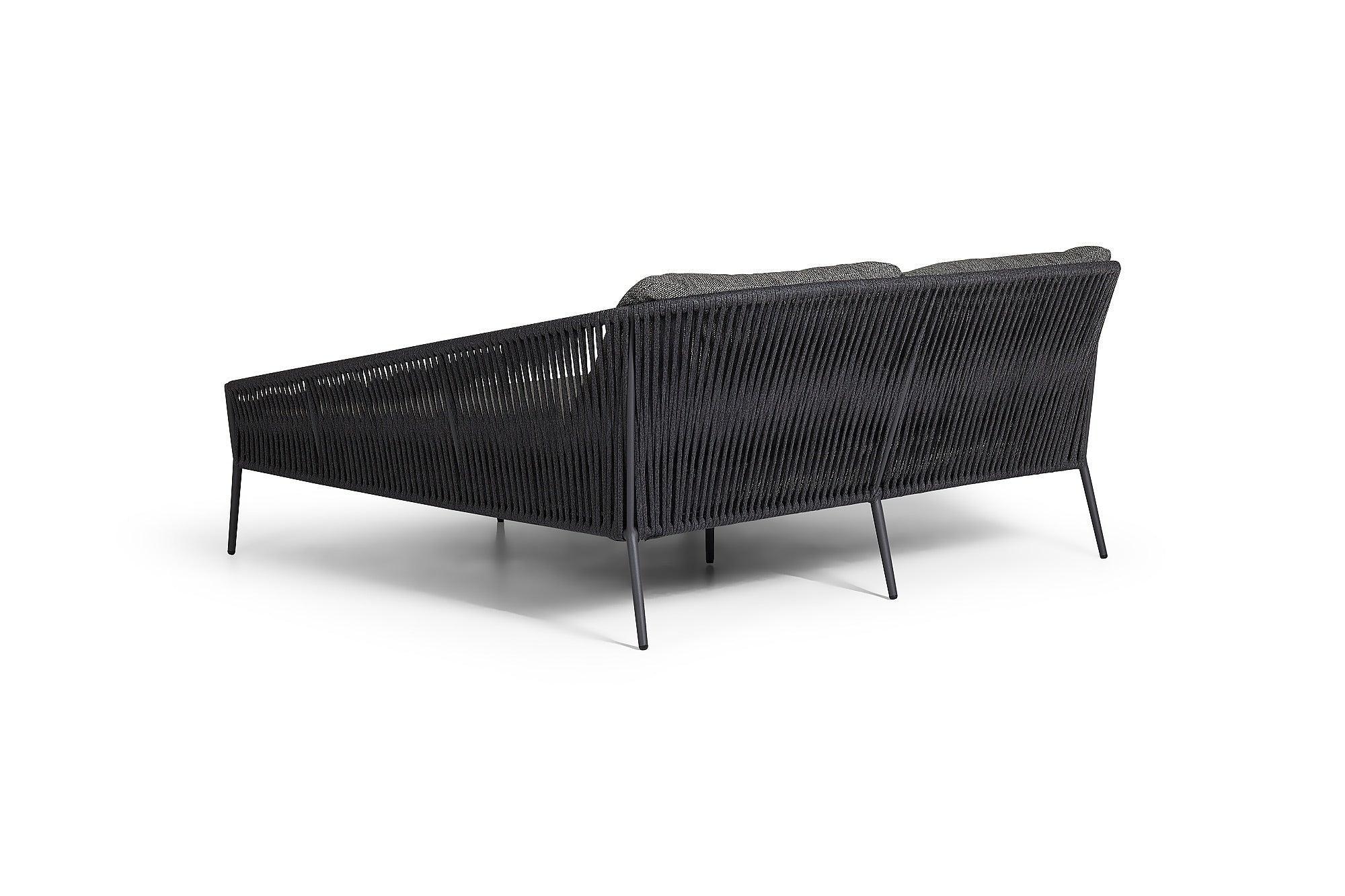 Fortuna Rope | Dubbel loungebed, antraciet mat Rope antraciet zwart 14mm Straight Weaving Kussen Sunproof Fontelina donkergrijs