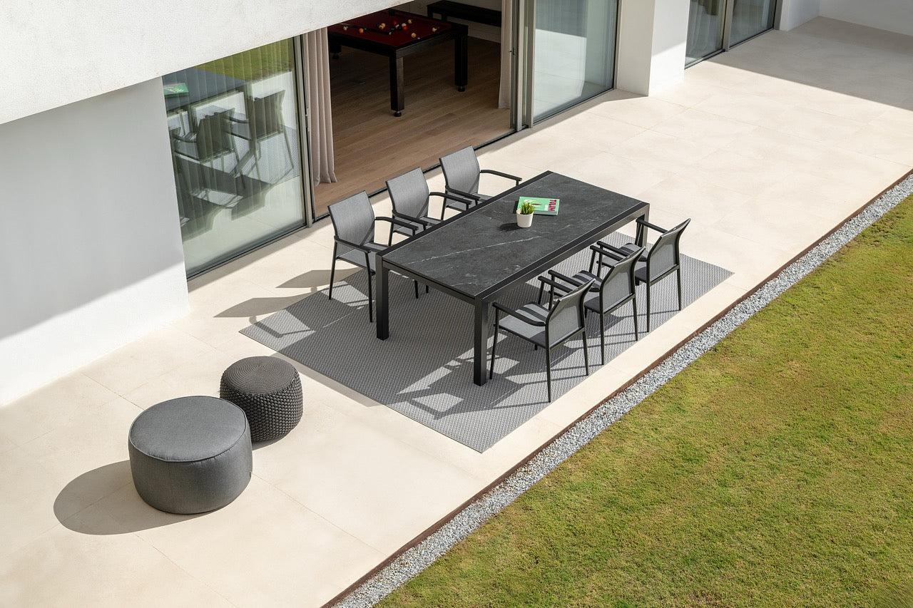 Livorno | Uitschuifbare eettafel, antraciet mat keramiek grafietgrijs 6mm 220-330x106
