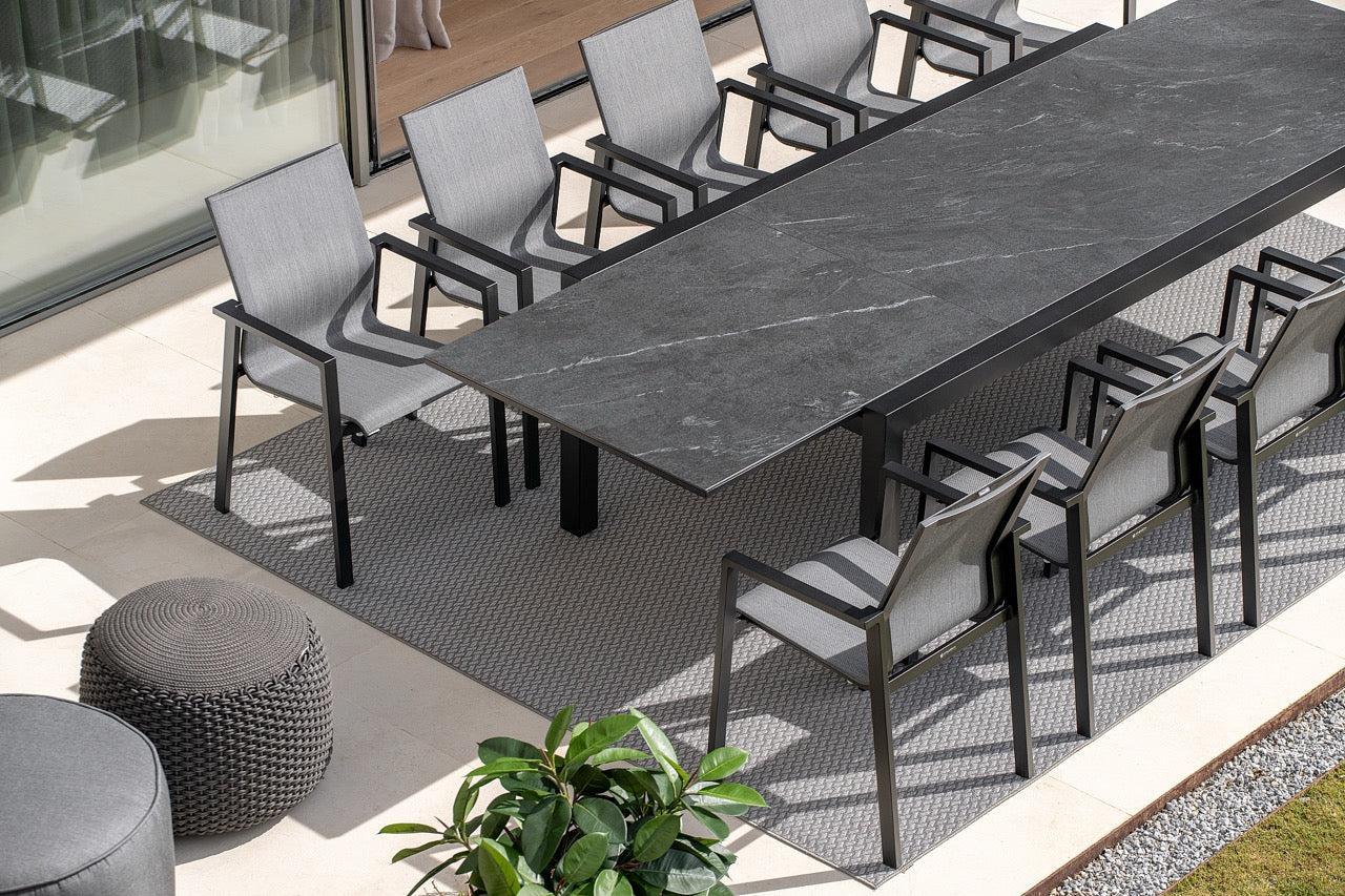 Livorno | Uitschuifbare eettafel, antraciet mat keramiek grafietgrijs 6mm 220-330x106