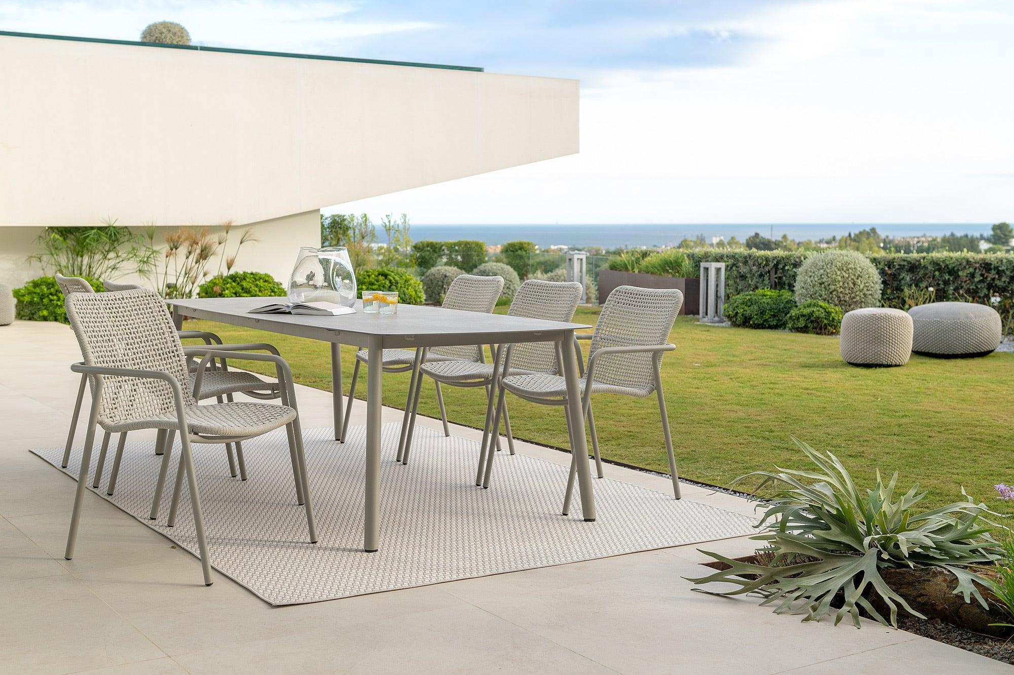 Durham | Eettafel aluminium Sand mat keramiek Palladium grijs 6mm 240x100