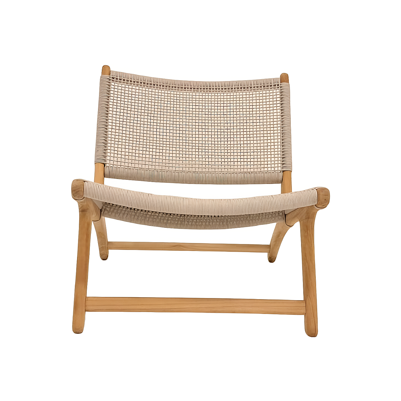 Koozy | Loungestoel - glad naturel teakhout Rope Linnen 3,5mm Open Weaving