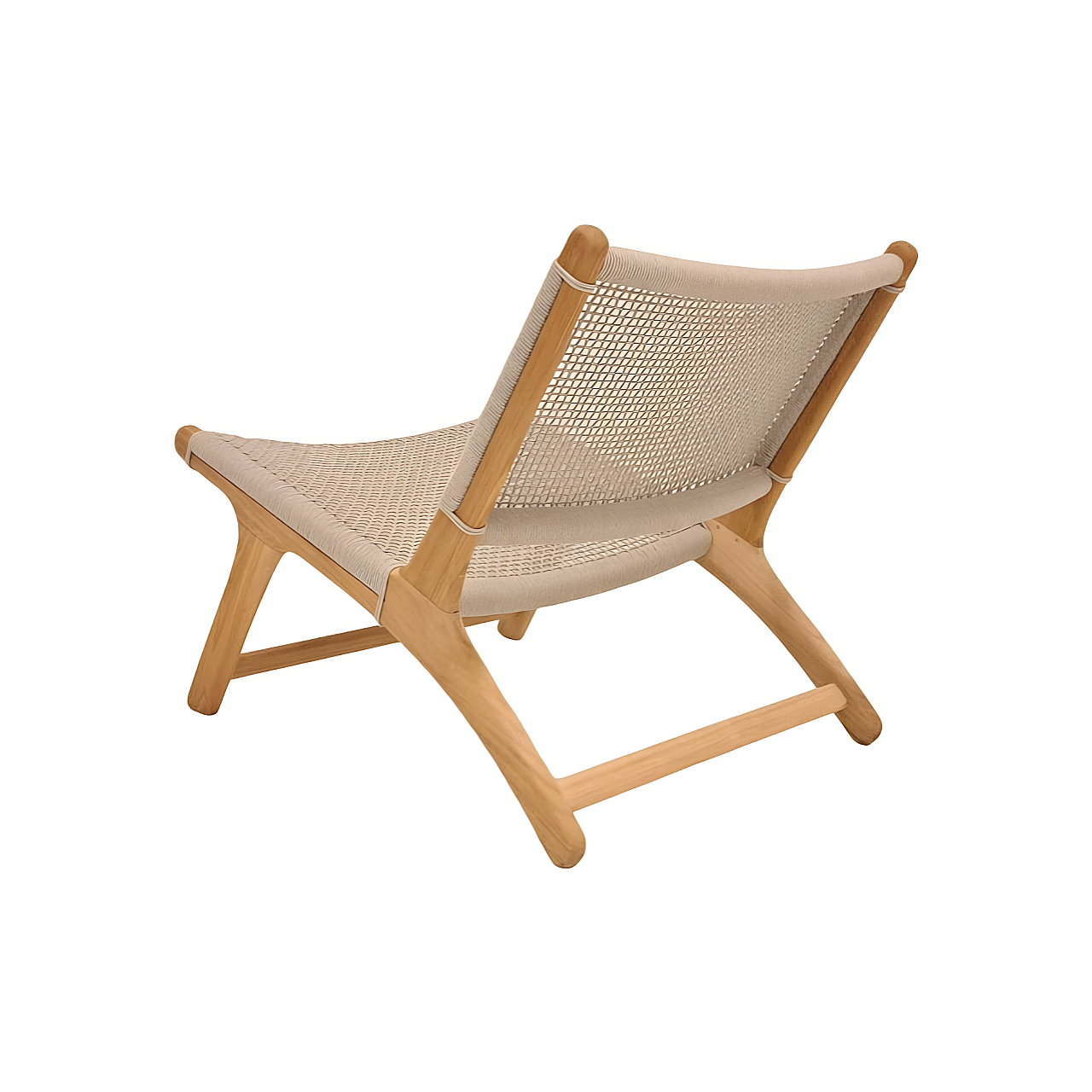 Koozy | Loungestoel - glad naturel teakhout Rope Linnen 3,5mm Open Weaving