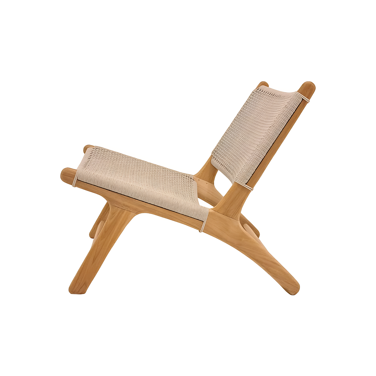 Koozy | Loungestoel - glad naturel teakhout Rope Linnen 3,5mm Open Weaving