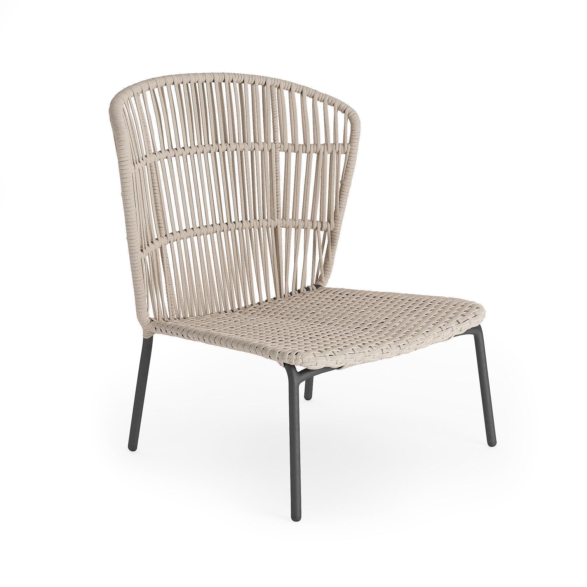 Lima | Bank 1 Seat, High Back antraciet mat Rope Beige Uni 14mm Seat Full Weaving Back Straight Weaving