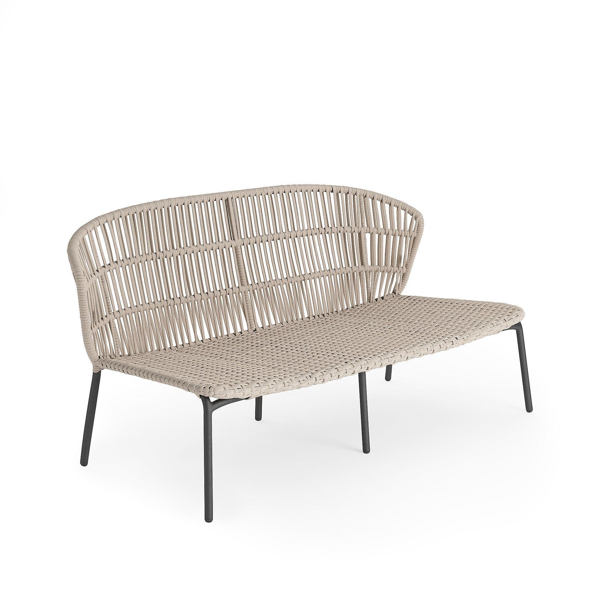 Lima | Bank 2 Seat, antraciet mat Rope Beige Uni 14mm Seat Full Weaving Back Straight Weaving