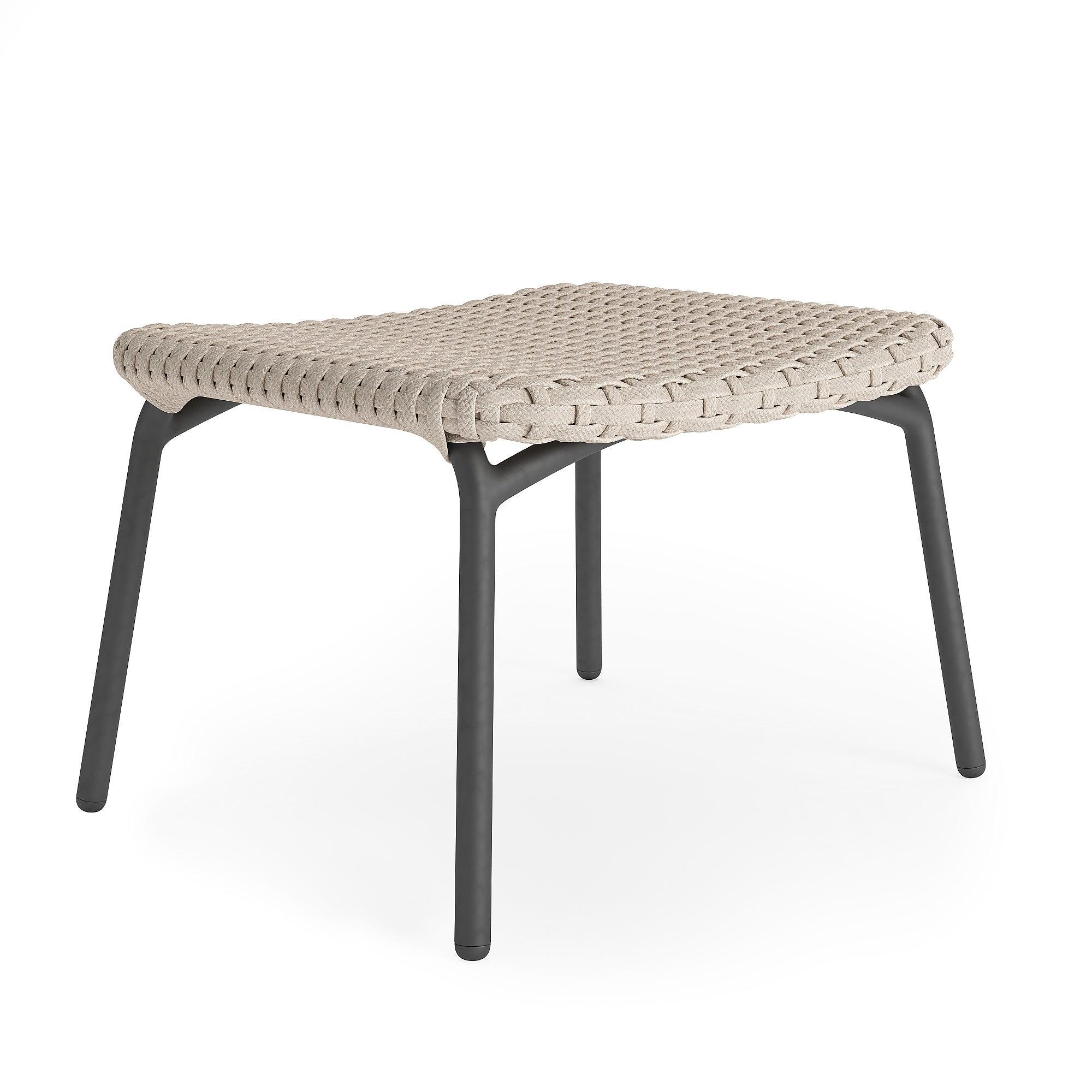Lima | Voetenbank 1 Seat, antraciet mat Rope Beige Uni 14mm Seat Full Weaving Back Straight Weaving