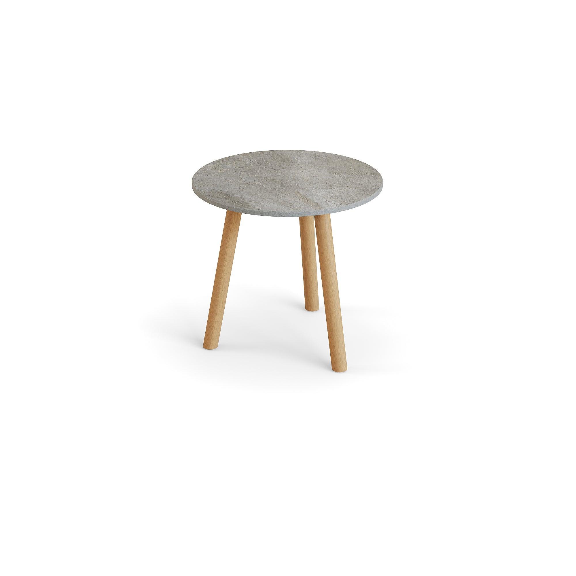 Ronda | Bijzettafel glad naturel teakhout keramiek Palladium grijs 12mm D45x44,2