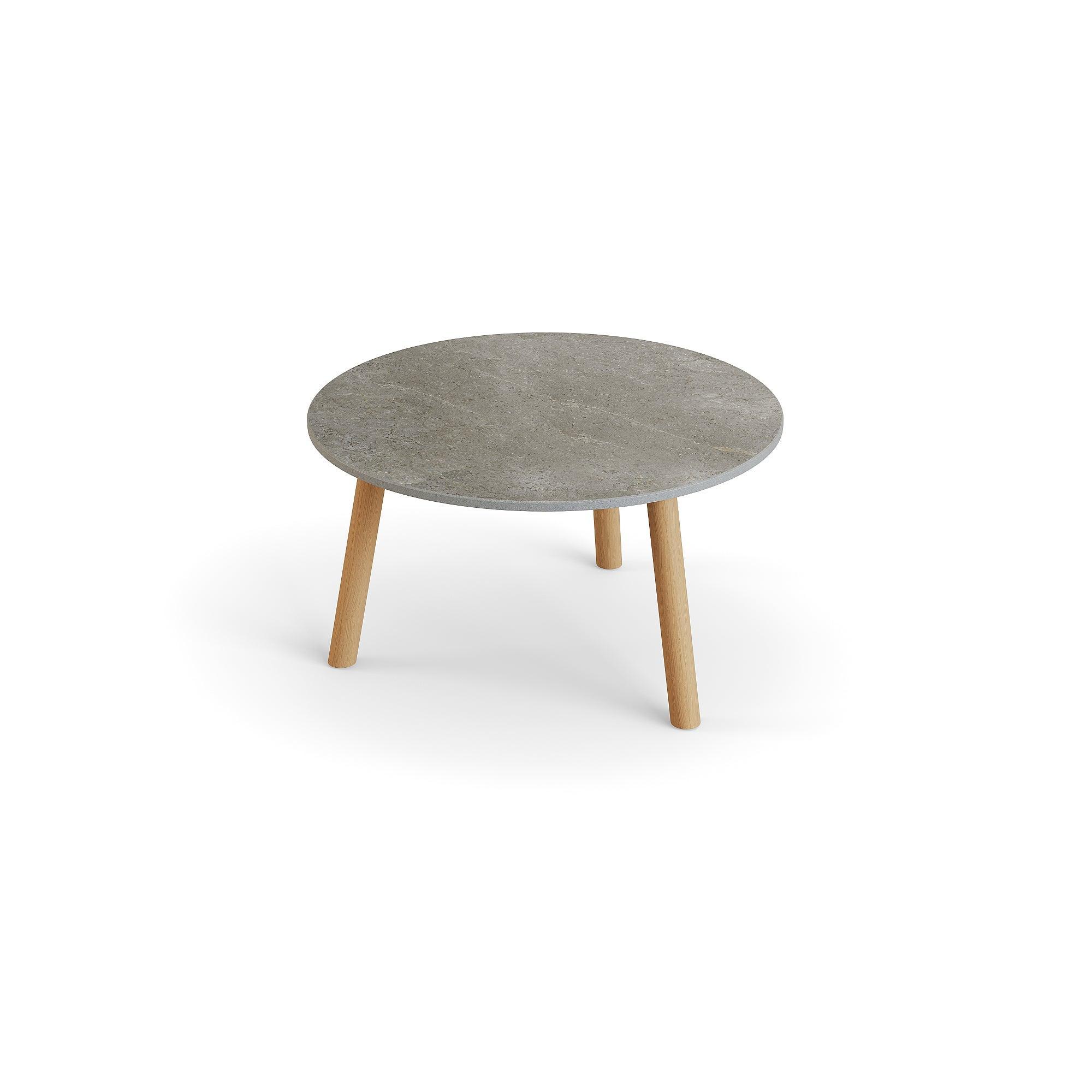 Ronda | Koffietafel, glad naturel teakhout keramiek Palladium grijs 12mm D60x34