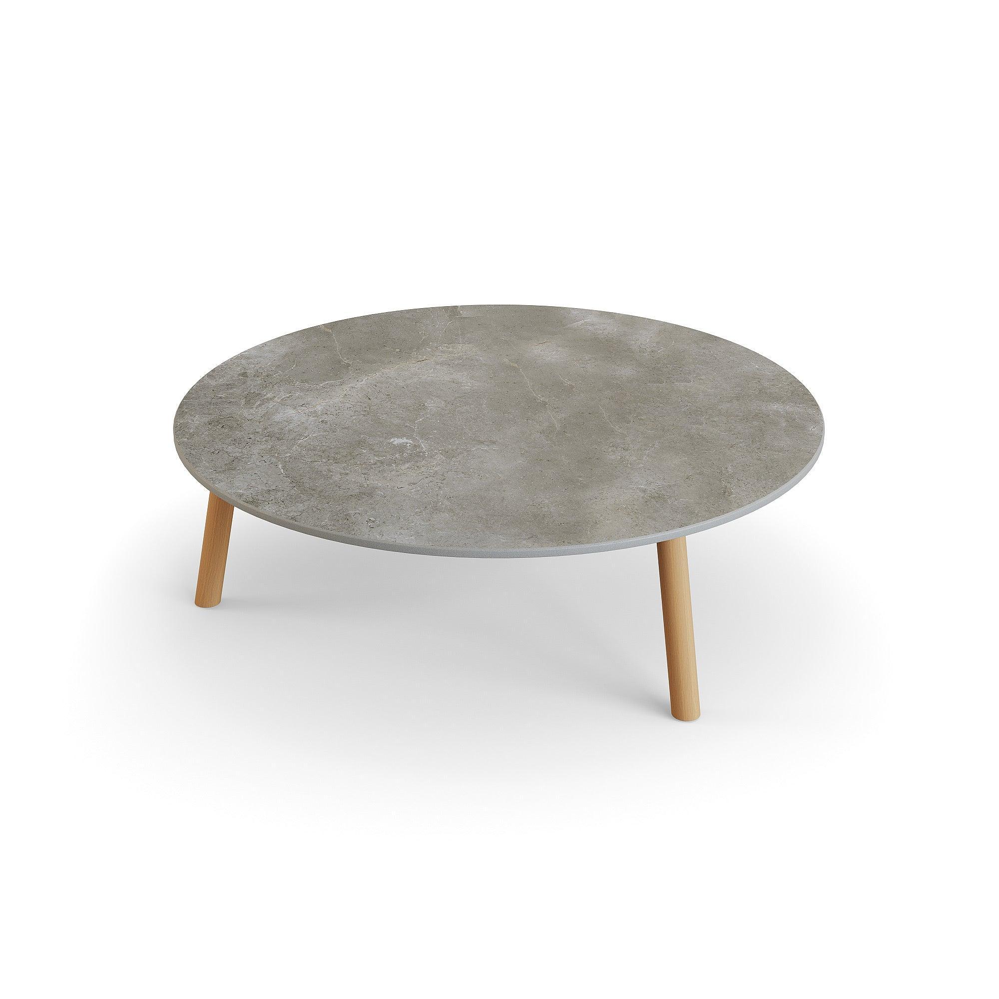 Ronda | Koffietafel glad naturel teakhout keramiek Palladium grijs 12mm D90x29,2