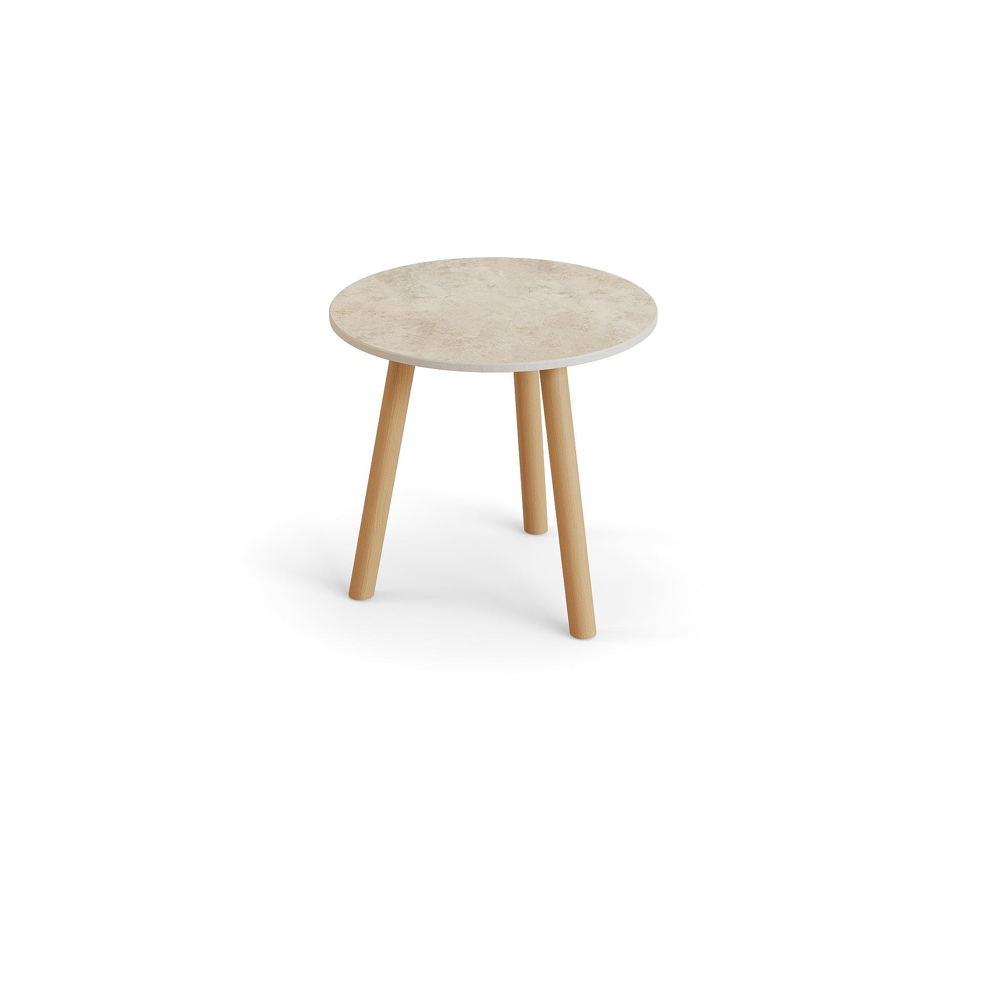 Ronda | Bijzettafel glad naturel teakhout keramiek Chianca 12mm D45x44,2