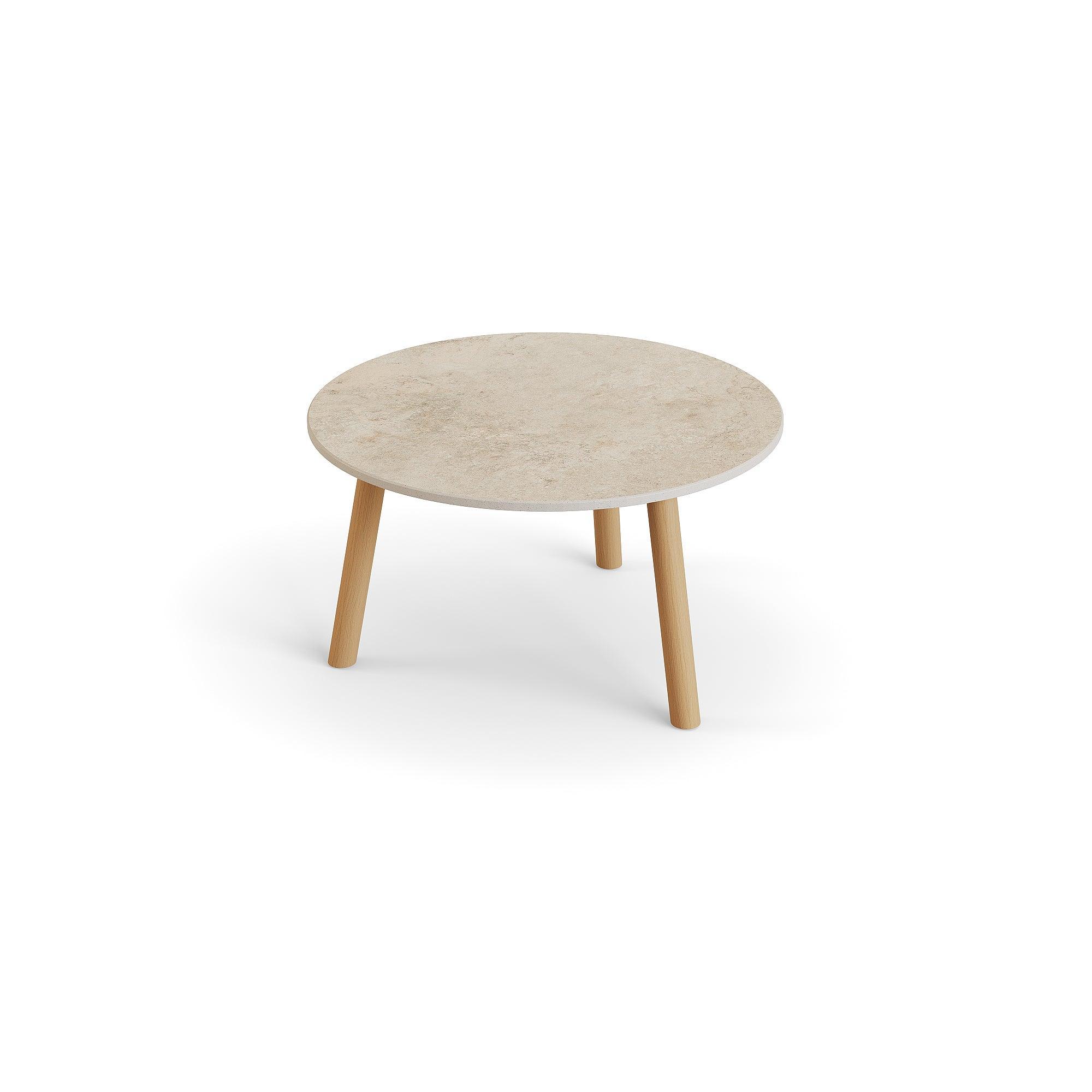 Ronda | Koffietafel glad naturel teakhout keramiek Chianca 12mm D60x34