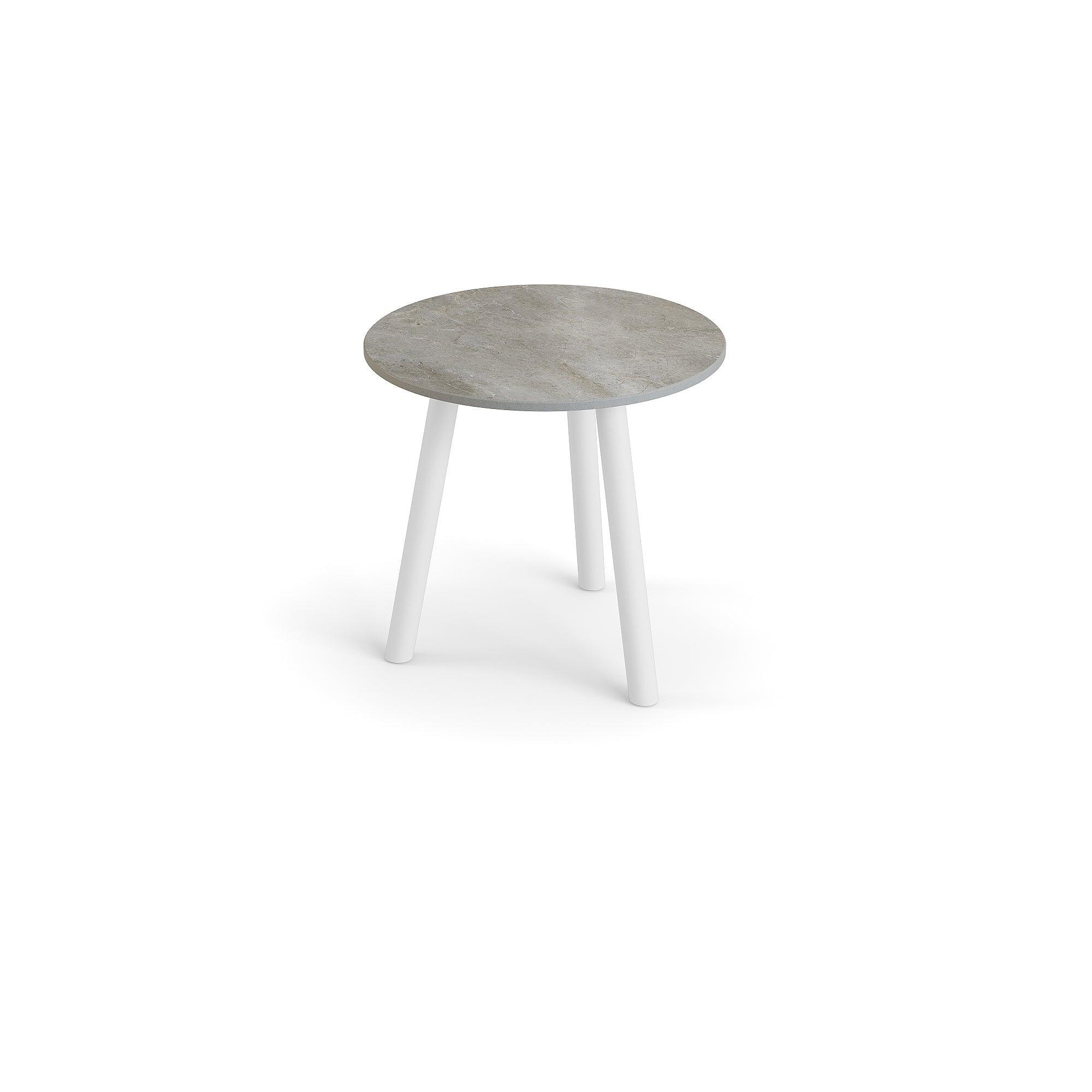 Ronda | Bijzettafel aluminium wit mat keramiek Palladium grijs 12mm D45x44,2