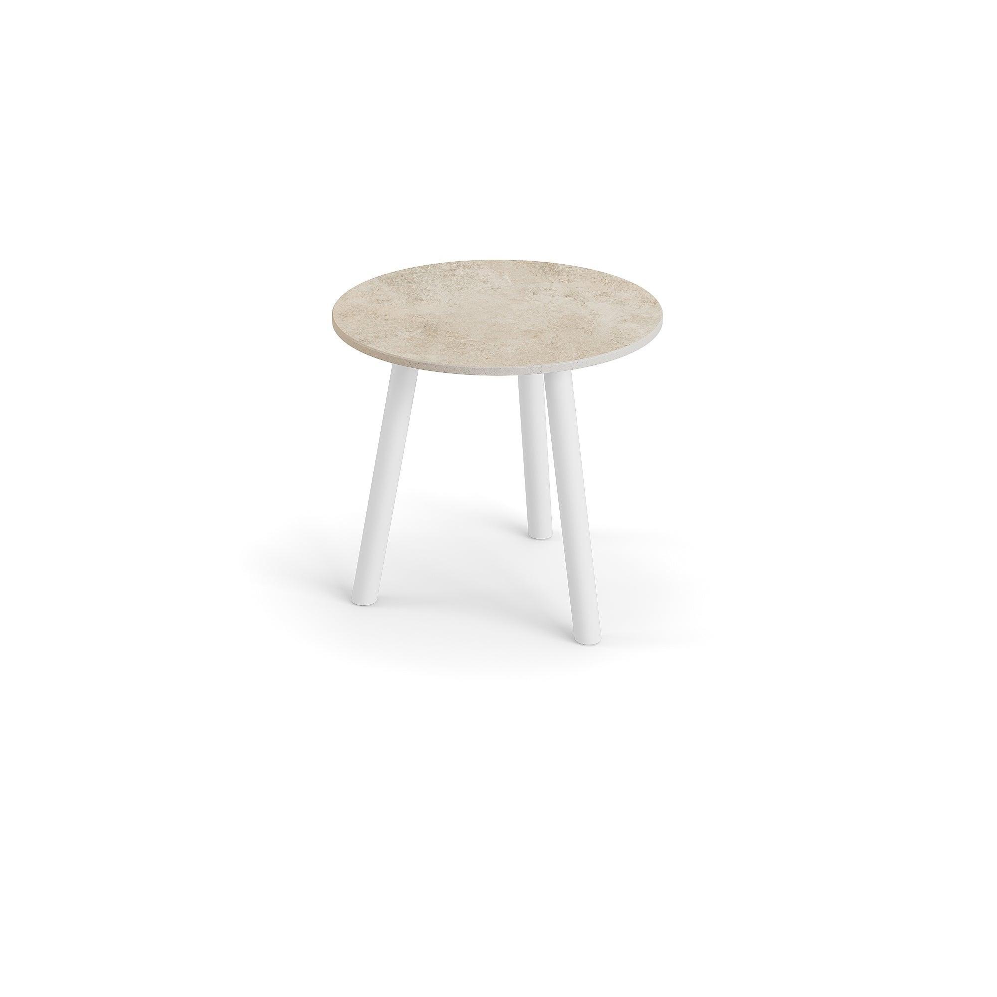 Ronda | Bijzettafel aluminium wit mat keramiek Chianca 12mm D45x44,2