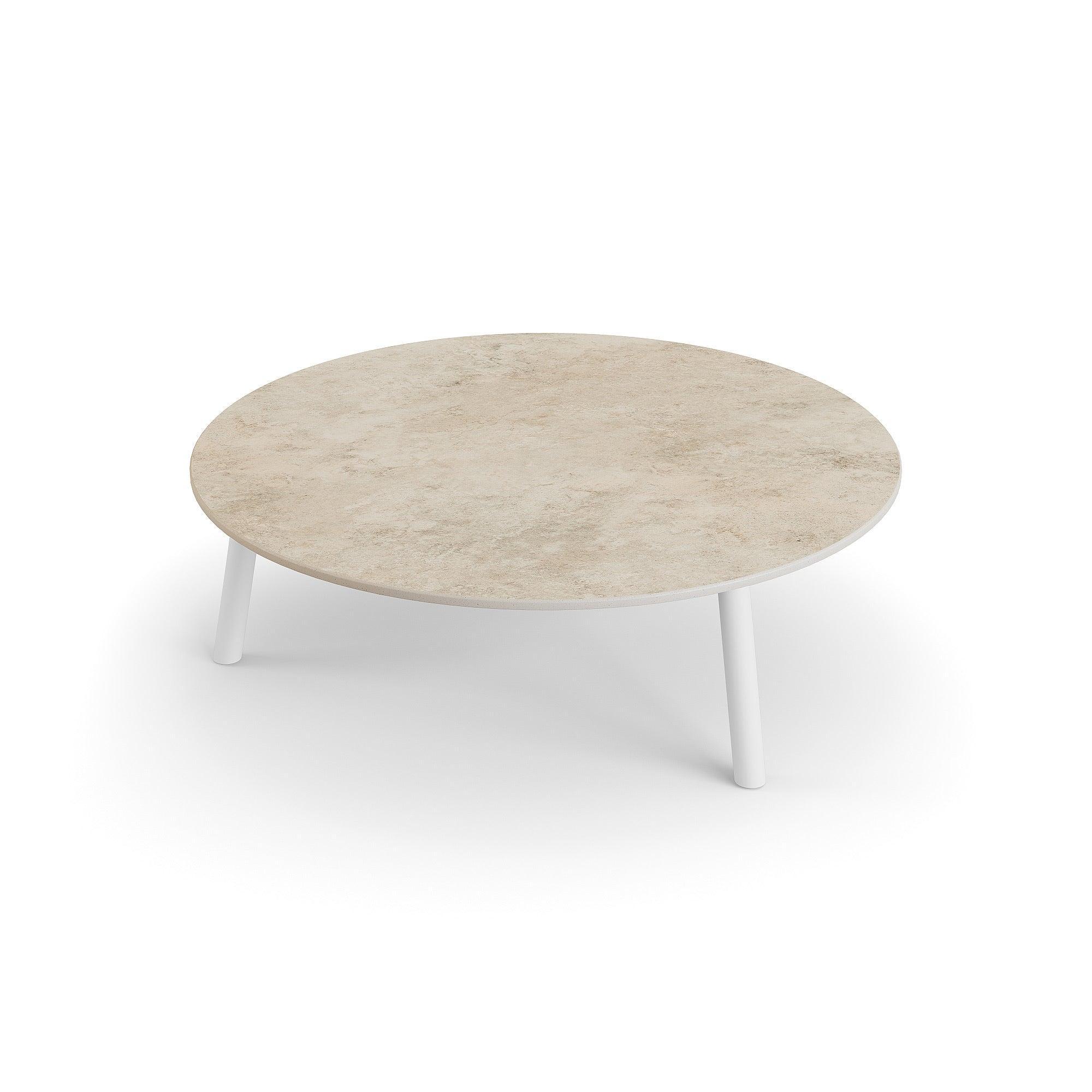 Ronda | Koffietafel aluminium wit mat keramiek Chianca 12mm D90x29,2