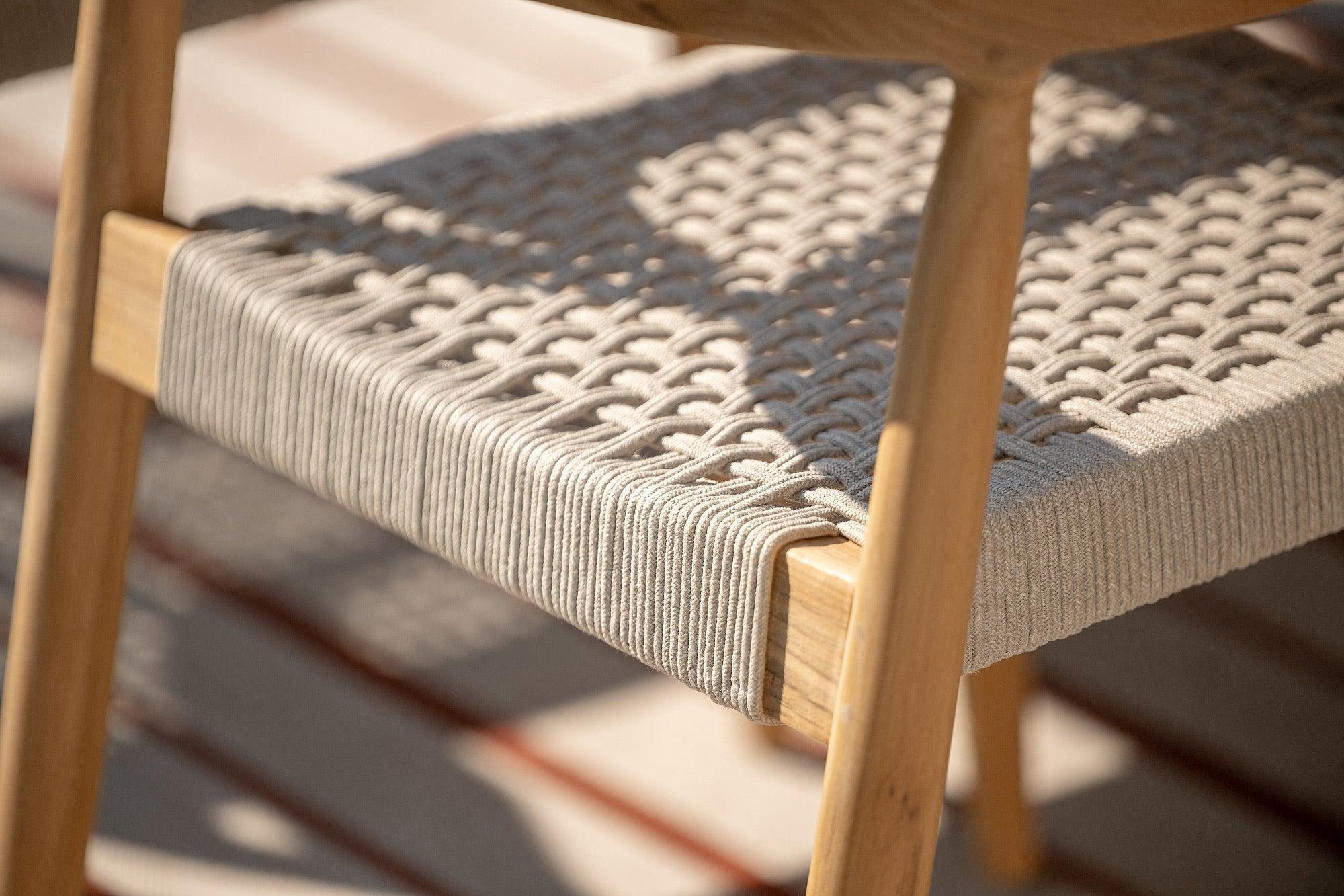 Tofino Teak | Armstoel teakhout Rope Linnen 5mm Open Weaving