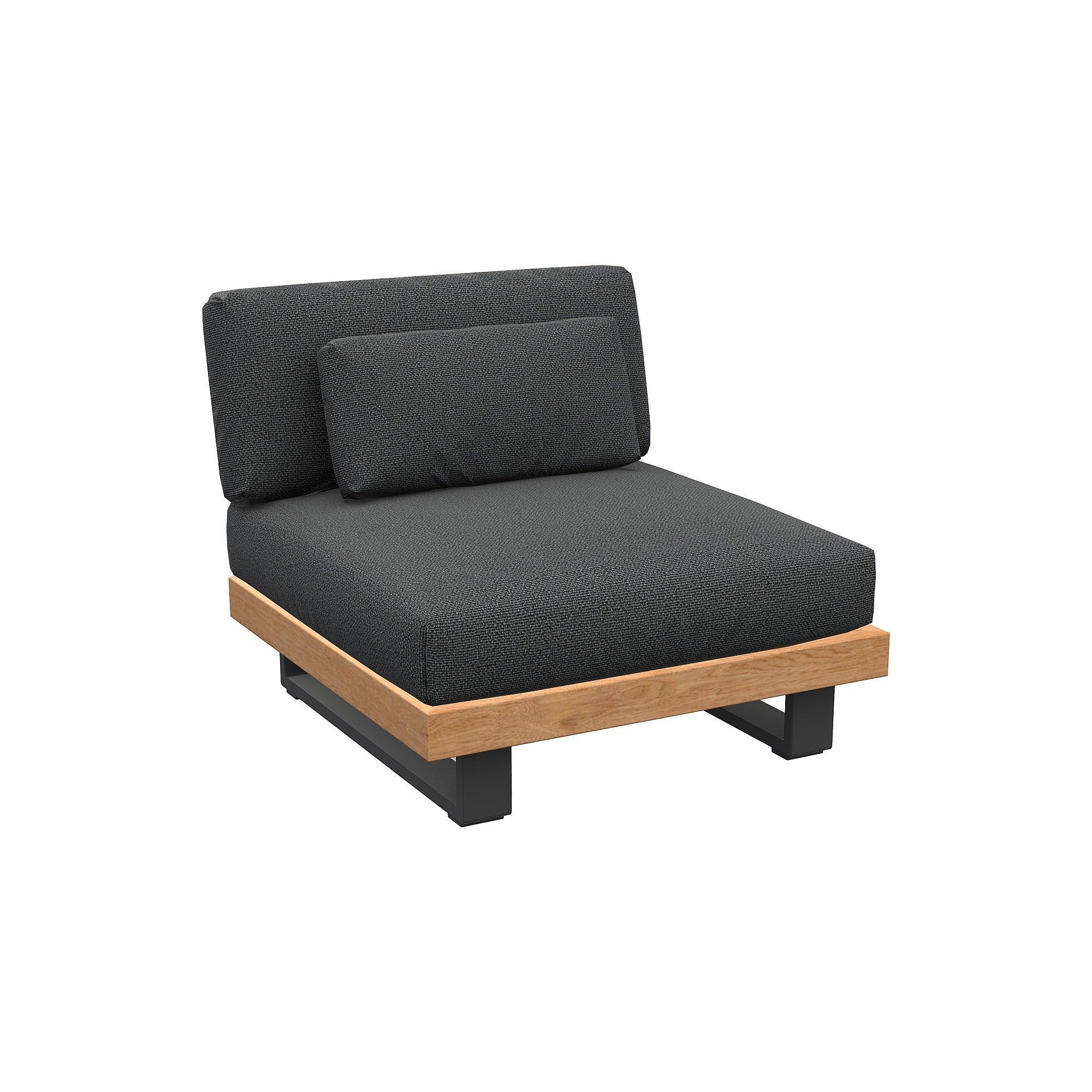 Truro | Loungemodule 1Seat aluminium antraciet mat glad naturel teakhout