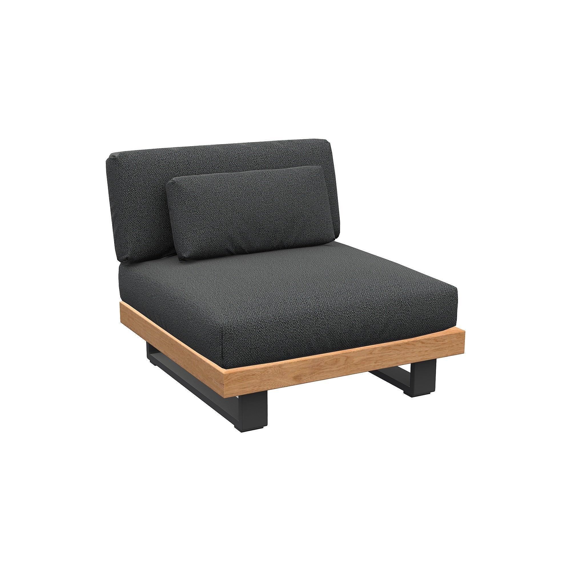 Truro | Loungemodule 1Seat aluminium antraciet mat glad naturel teakhout