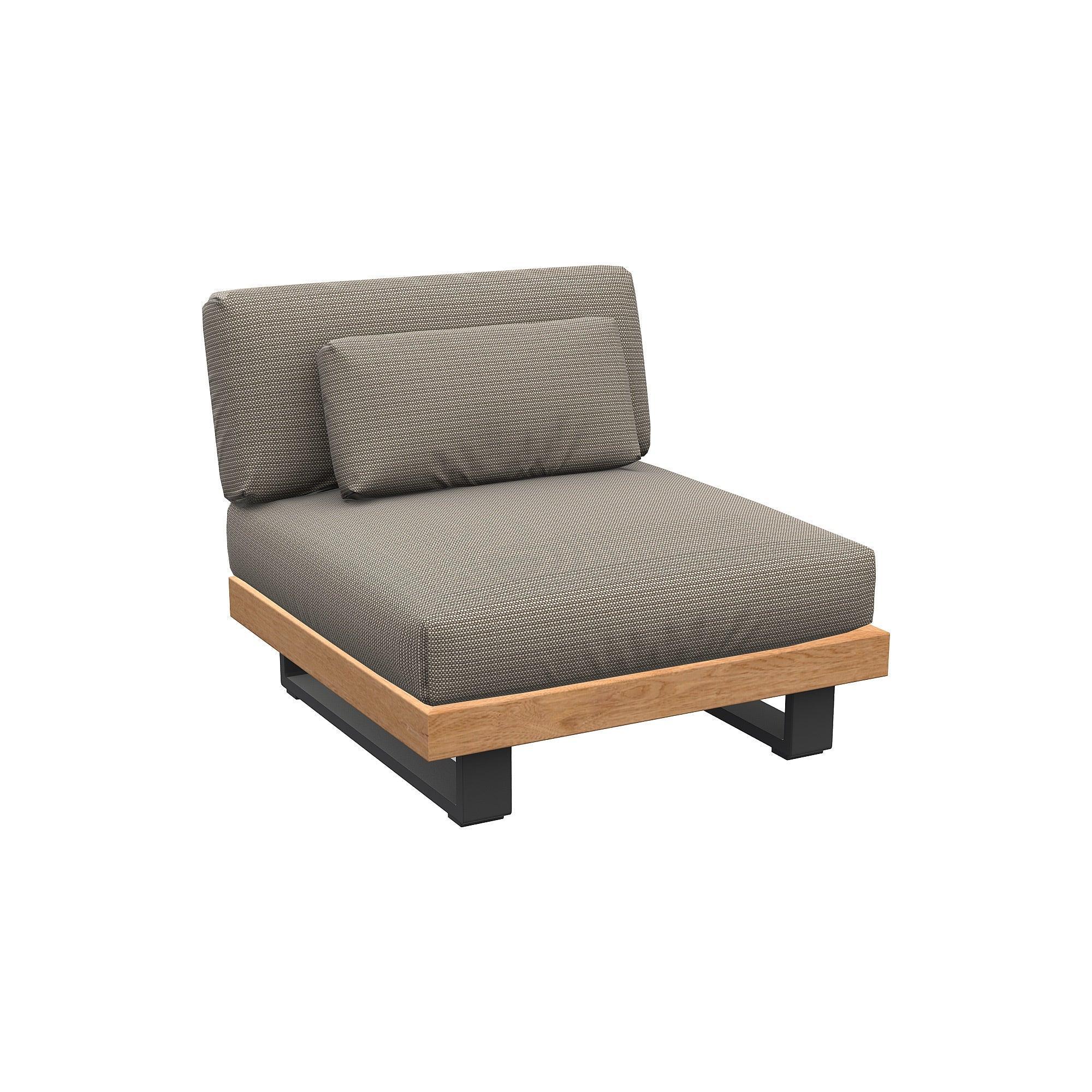 Truro | Loungemodule 1Seat aluminium antraciet mat glad naturel teakhout