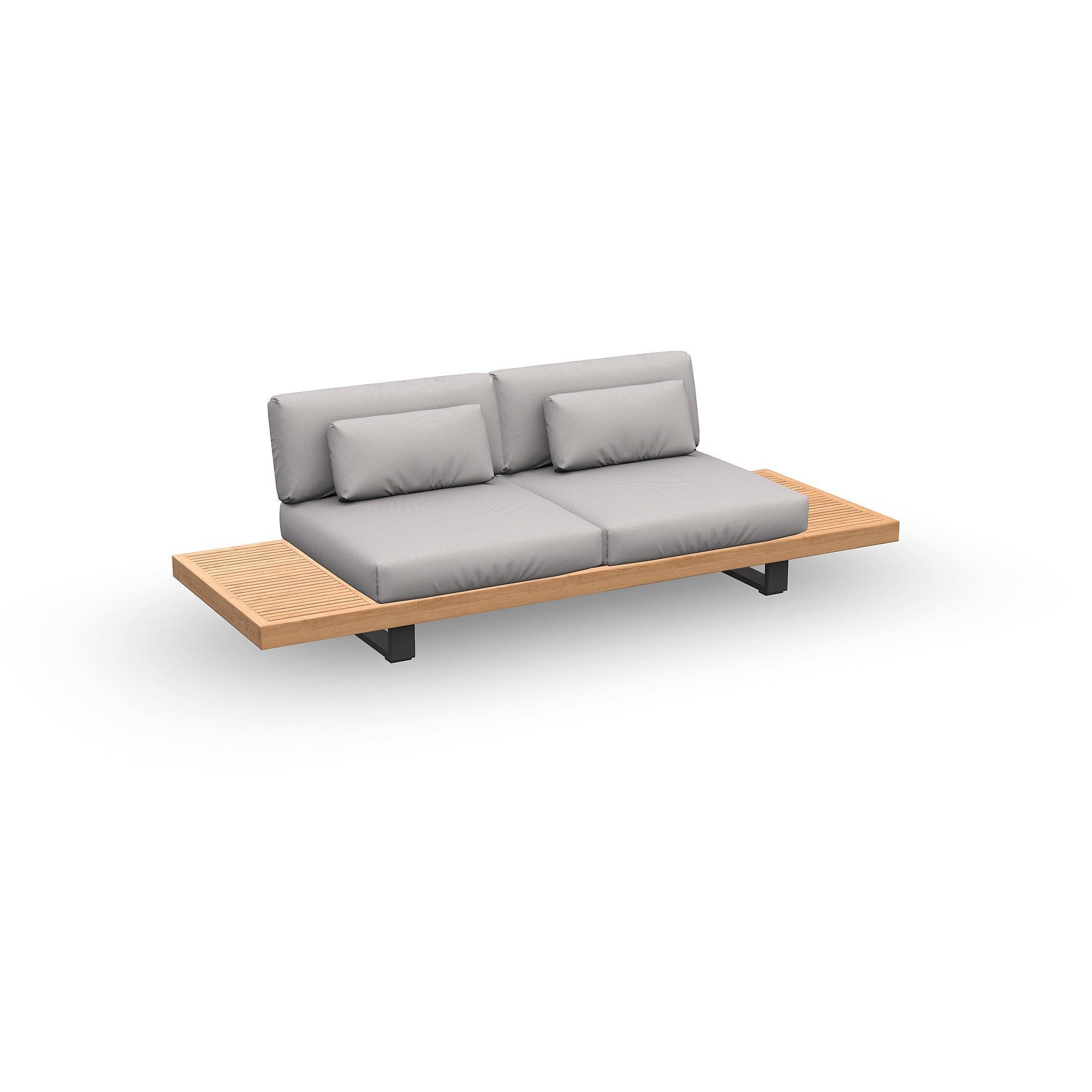 Truro | Loungemodule 2Seat, 2 Bijzettafels aluminium antraciet mat glad naturel teakhout (Excl, Kussens)