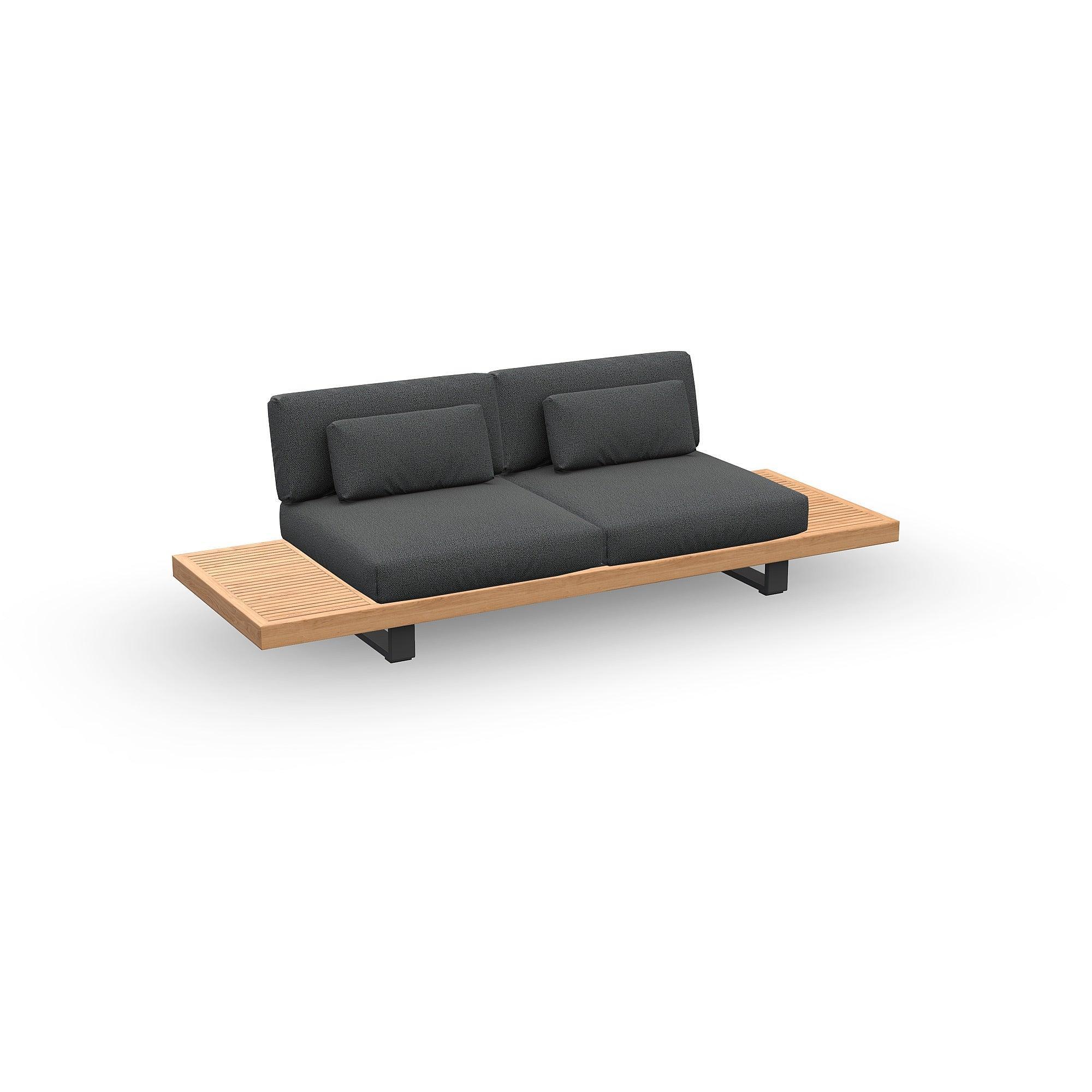 Truro | Loungemodule 2Seat, 2 Bijzettafels aluminium antraciet mat glad naturel teakhout (Excl, Kussens)