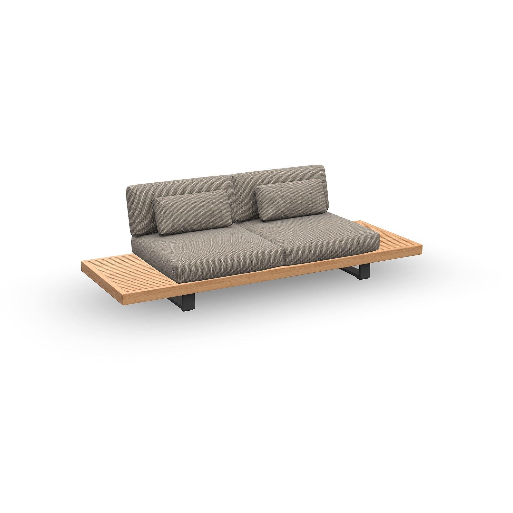 Truro | Loungemodule 2Seat, 2 Bijzettafels aluminium antraciet mat glad naturel teakhout (Excl, Kussens)