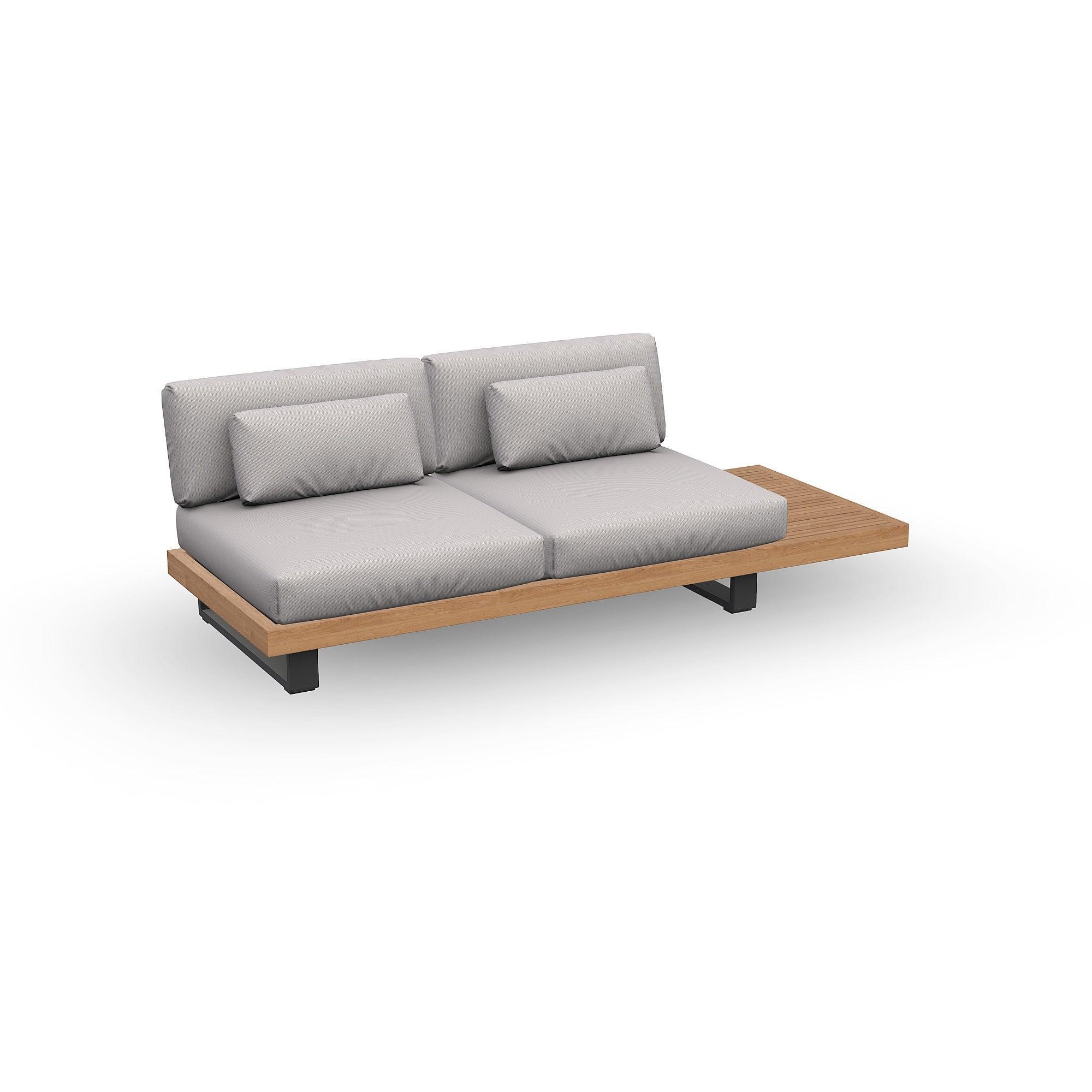 Truro | Loungemodule 2Seat, Bijzettafel aluminium antraciet mat glad naturel teakhout (excl. Kussens)